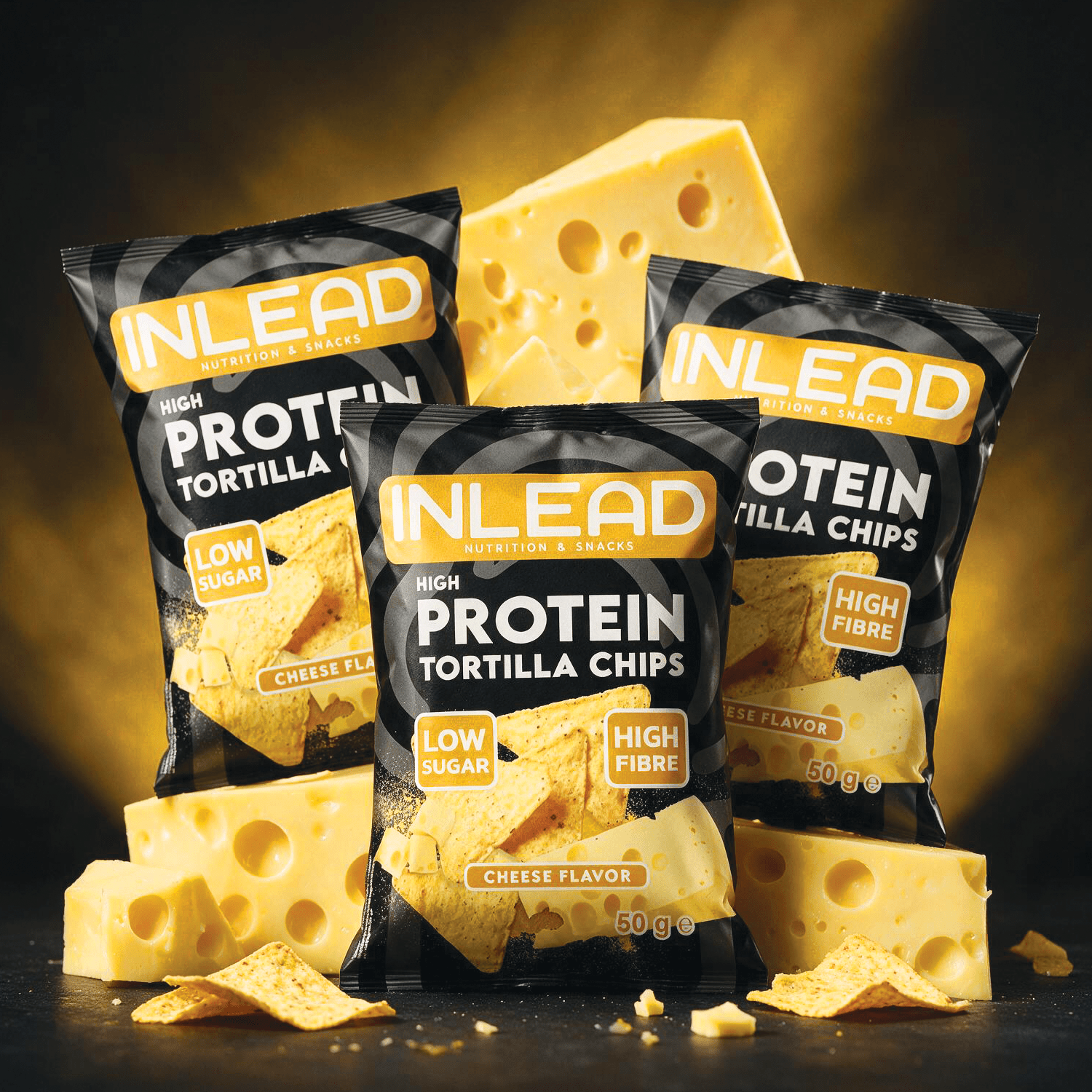 Image of 3er Pack - Inlead High Protein Tortilla Chips Cheese 3x50g