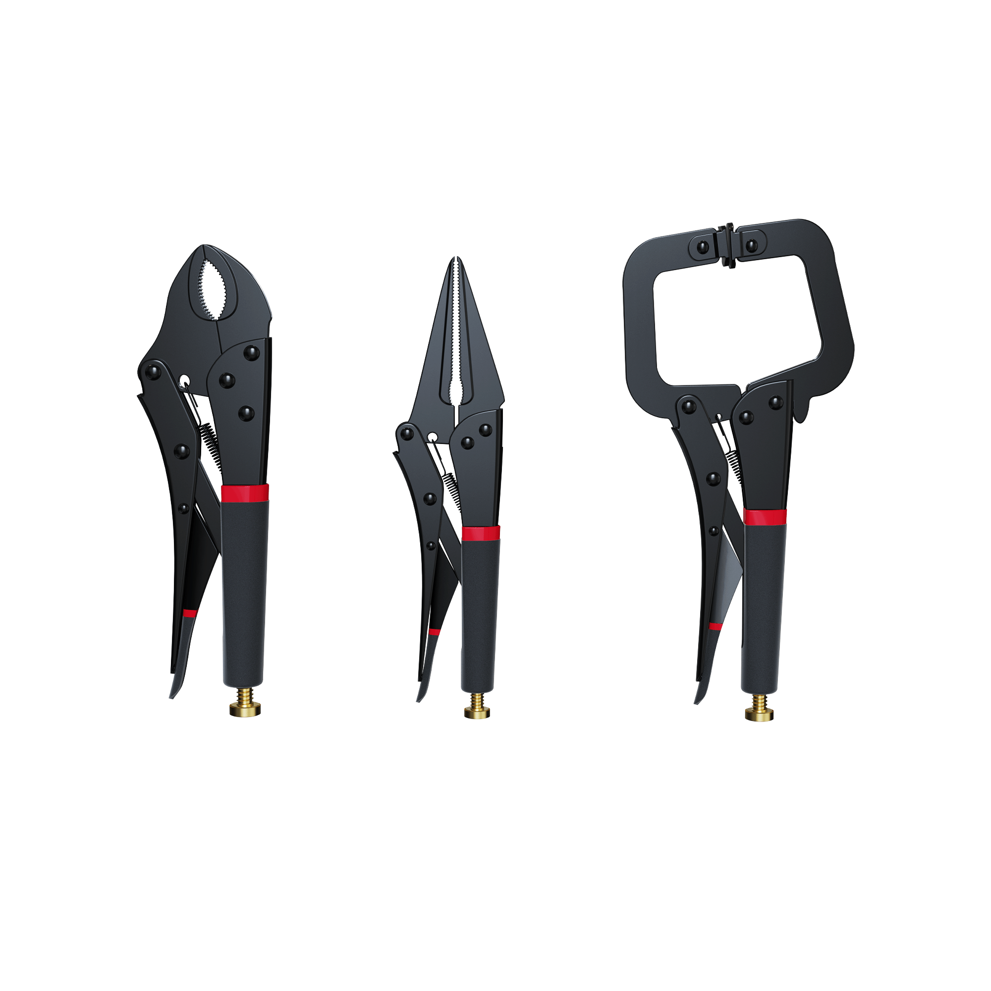 Image of Long Nose Pliers Set With Curved Jaws, C-clamp Pliers, Multifunctional Gripping Pliers For Welding, Diy, And Precision Workshop Tasks