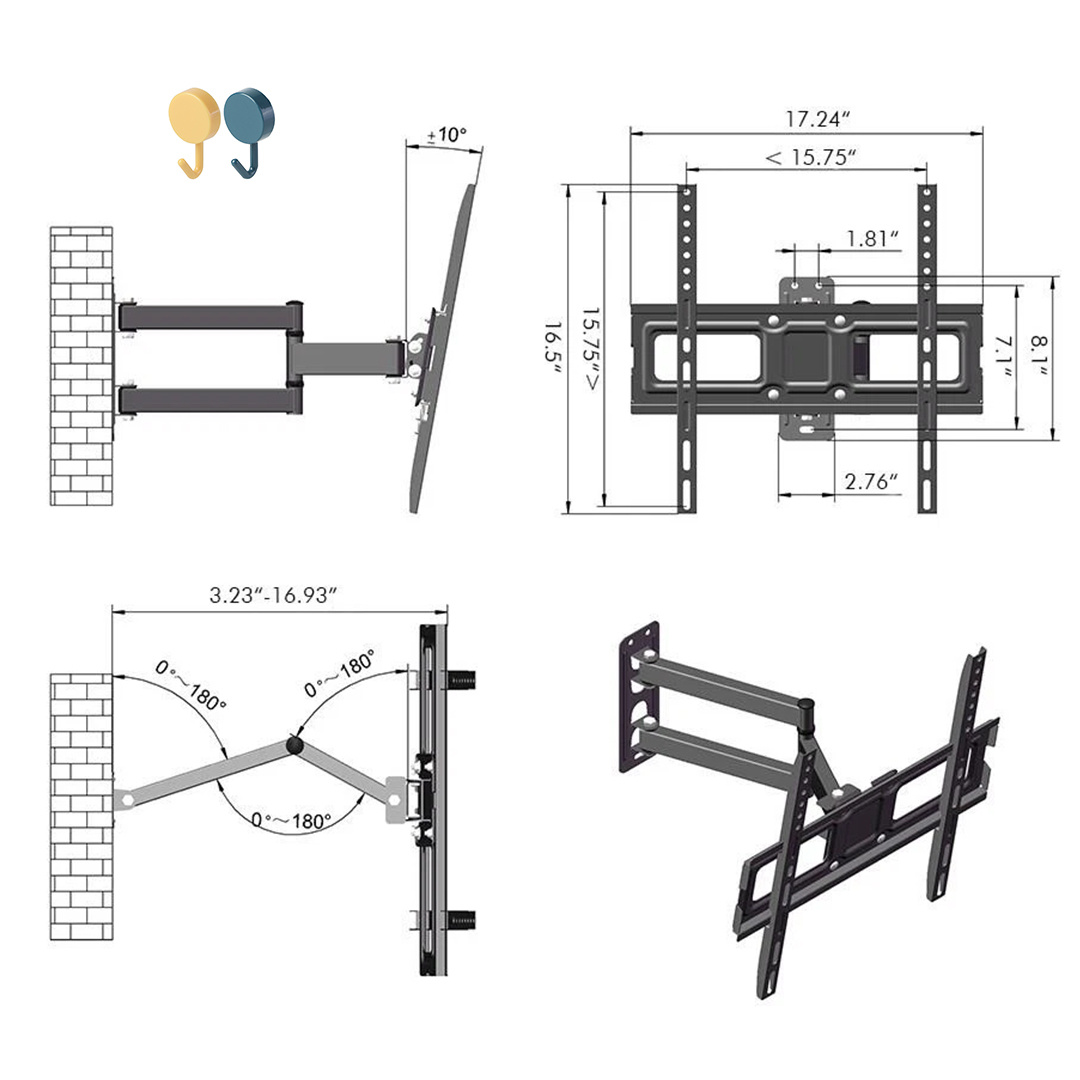 Bracket for Mounting TVs with Dual Swivel Arm