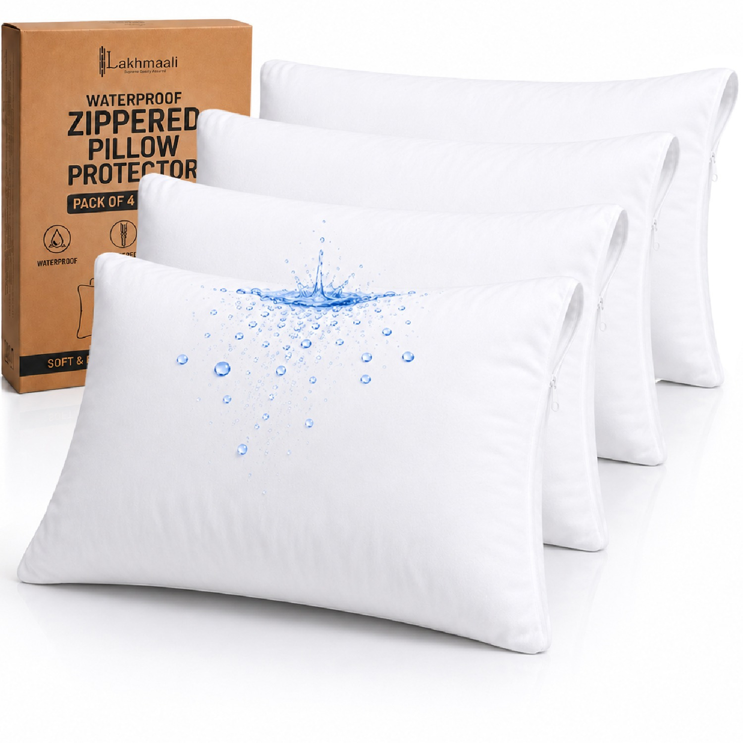 TEMU Lakhmaali Waterproof Zipped Pillow Protectors – Soft And Machine Washable
