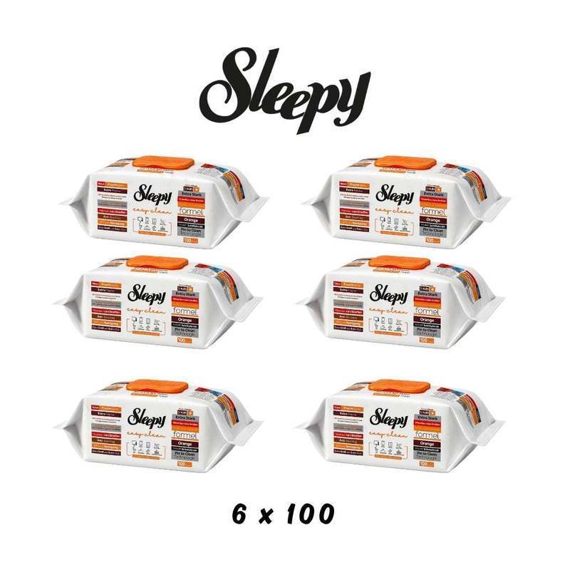 Image of Sleepy 6 × 100 Sheets Orange Surface Wipes