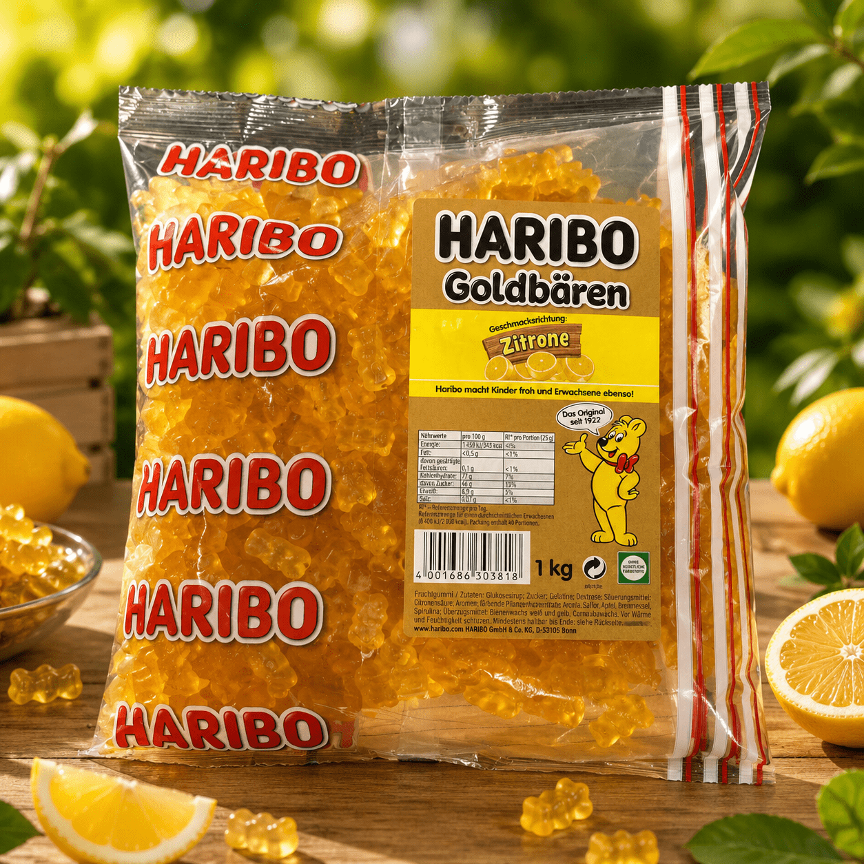 Image of Haribo Gold Bears Lemon Fruit Gum - Lemon Flavor - 1 Kg
