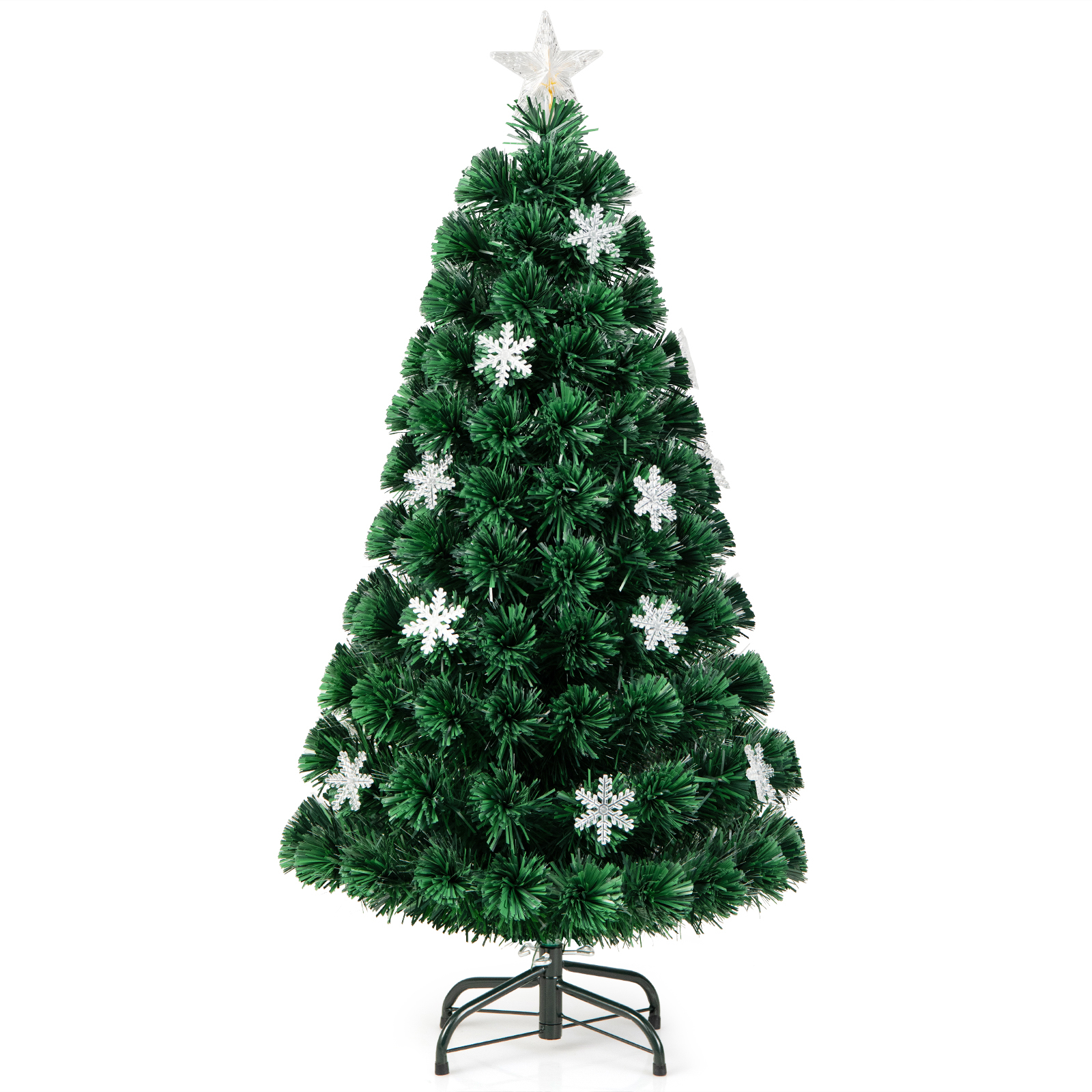 Image of 120 Cm Christmas Tree, Holiday Decoration Tree With 125 Pvc Branch Tips, 18 Snowflakes, Festive Celebration Tree For Xmas, Full Artificial Tree For Home, Shop & Carnival, Easy Setup, Green