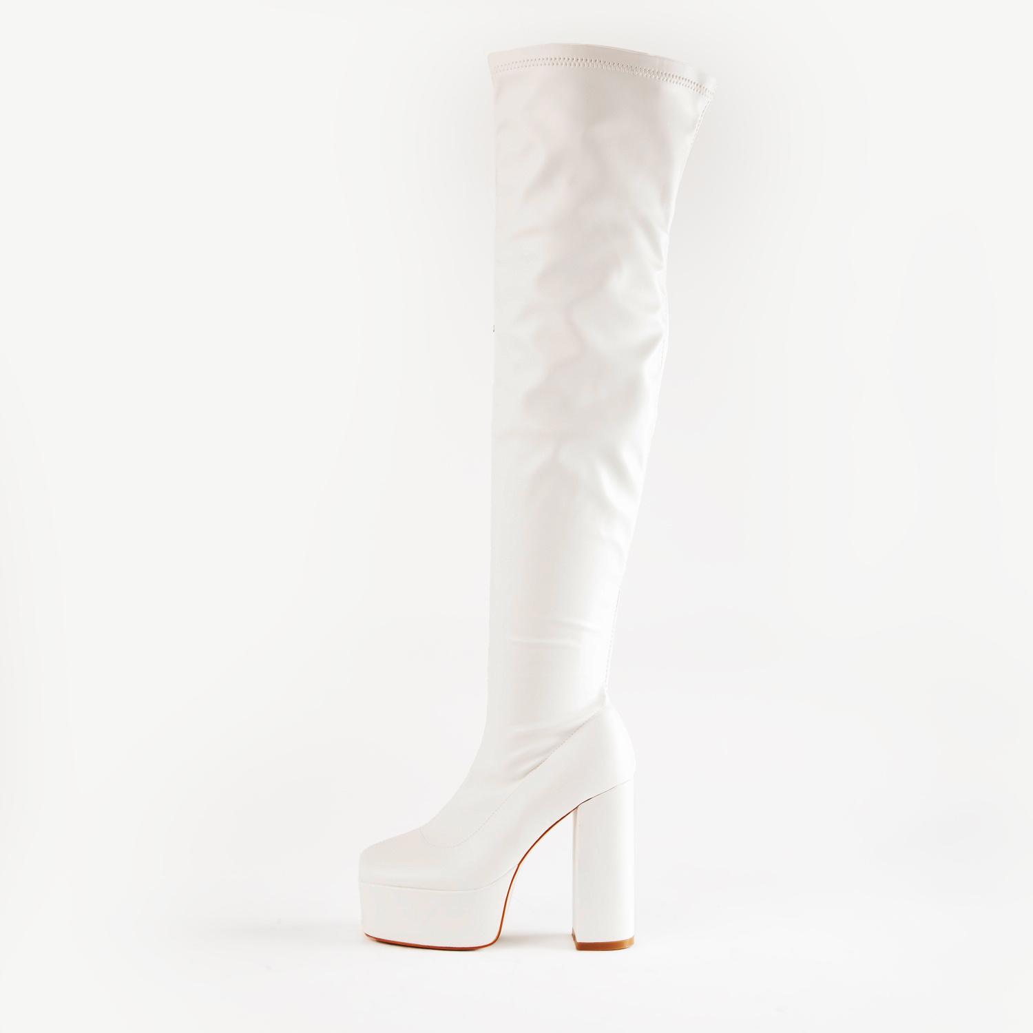 Image of Over The Knee Platform Boot In White Pu