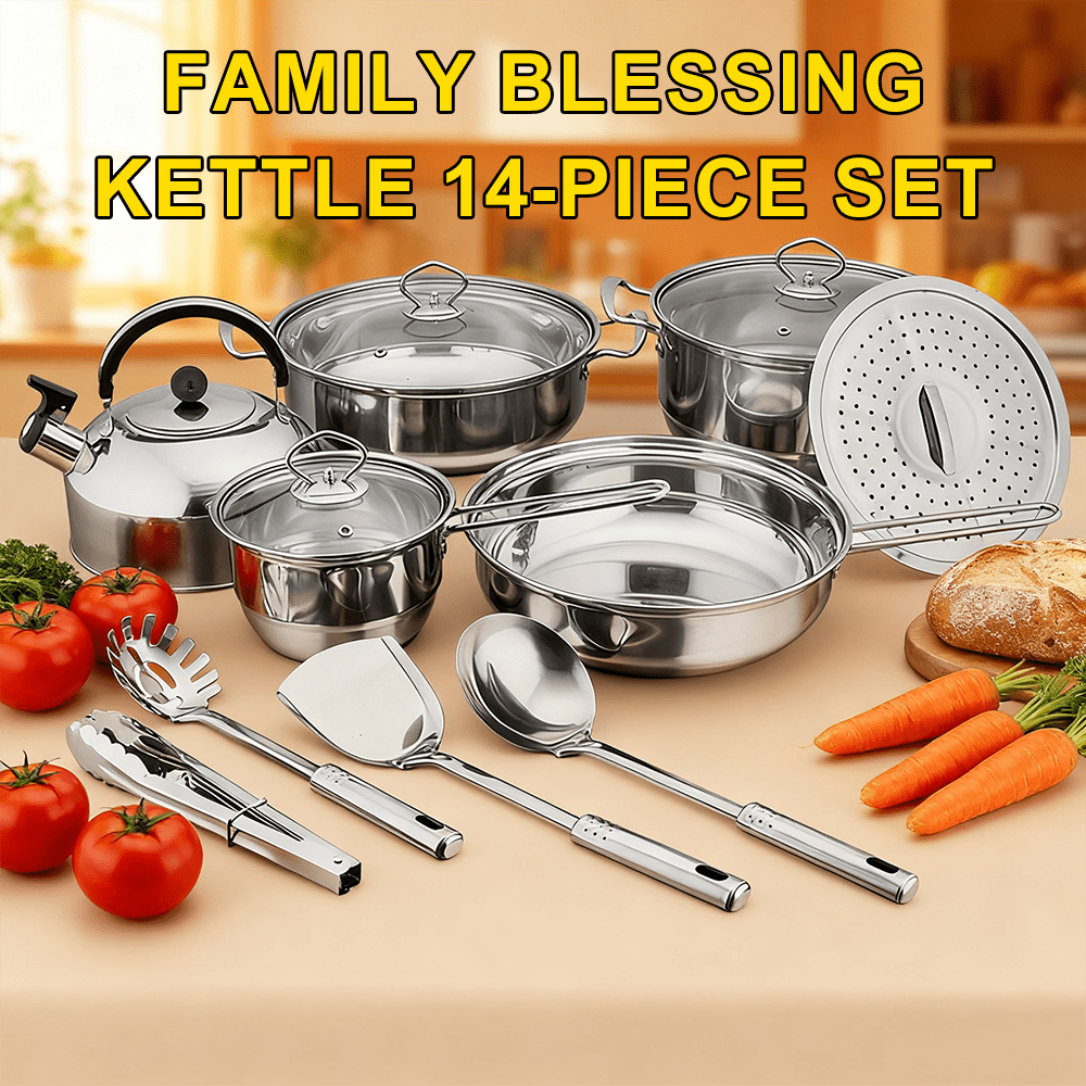 14-piece Stainless Steel Cookware Set With Kitchen Tools, Pots And Pans, Durable Oven Safe Cookware For