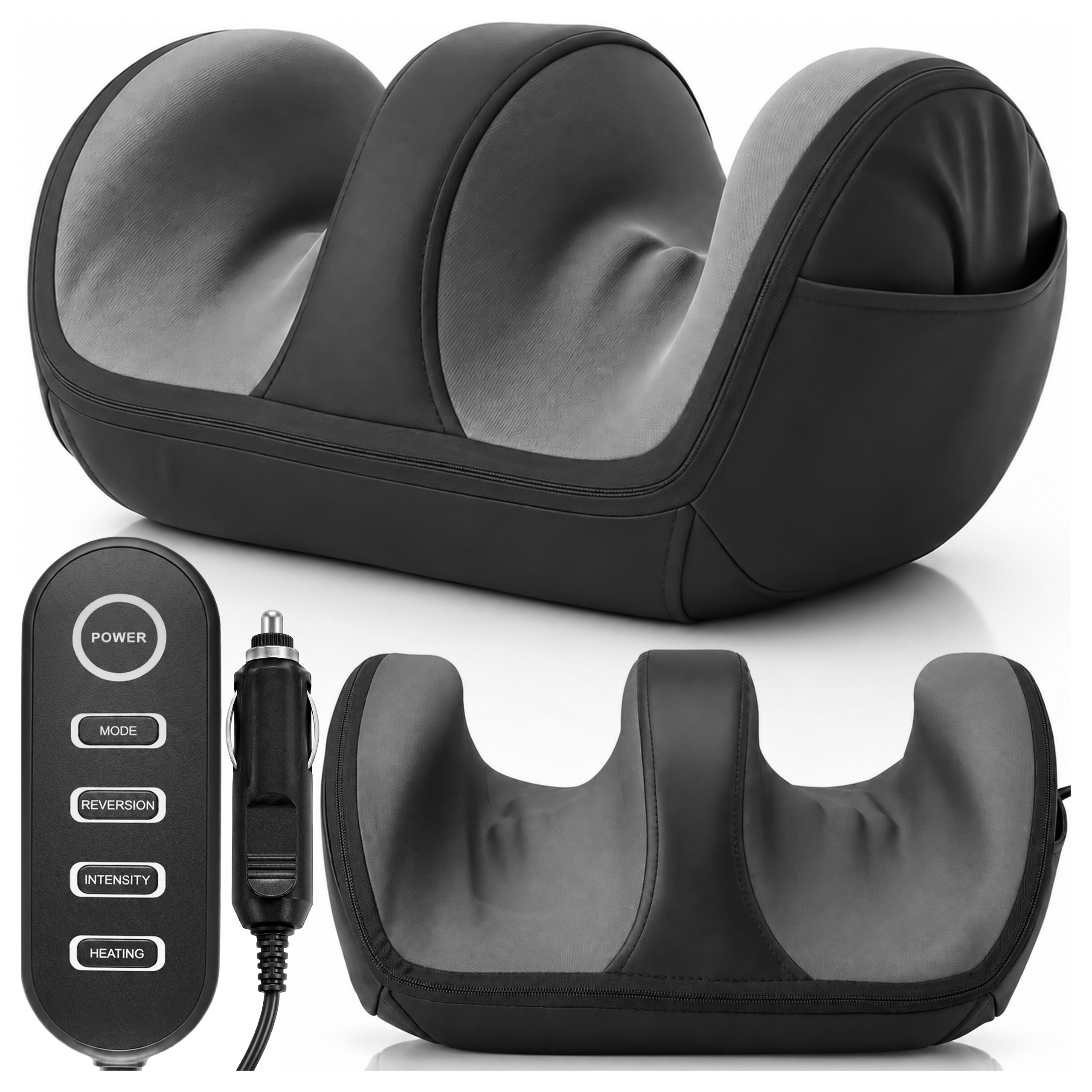 Image of Electric Foot Massager With Heating, Multifunctional Rollers, Footpulse Black
