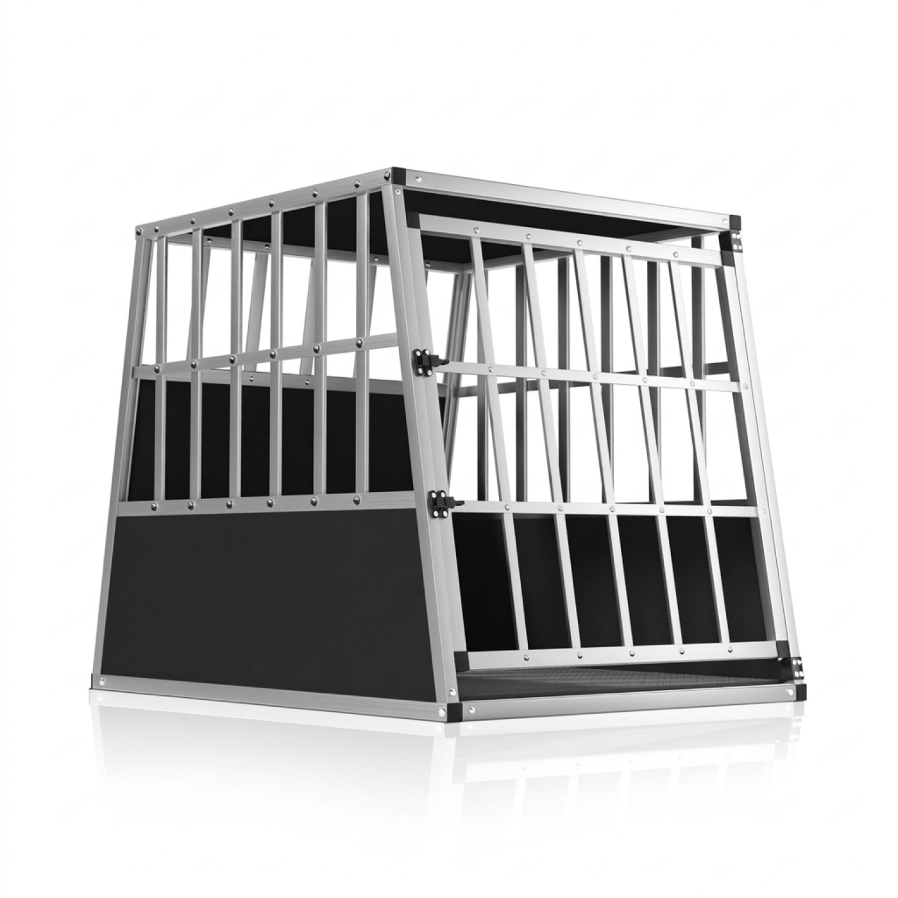 Image of Large Aluminum Dog Transport Crate 66x90x72cm, Trunk-mountable, Lockable, Trapezoidal Shape