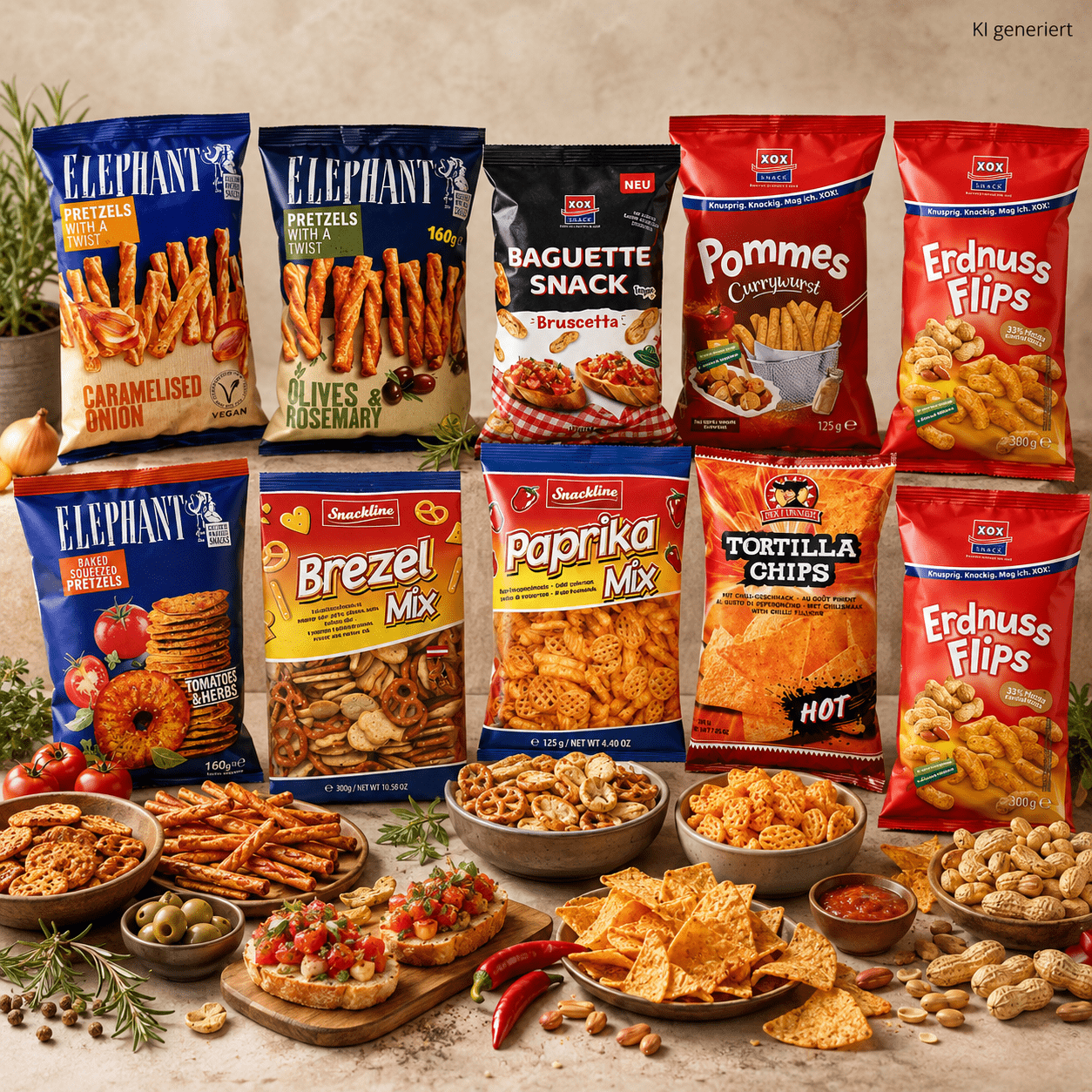 Image of 10-piece Snack Mix Set – 9 Varieties, 1420 G – Assorted Snack Box With Pretzels, Tortilla Chips & Peanut Flips – Vegan – Savory Snack Mix For Parties, Movie Nights, Office & Stocking Up