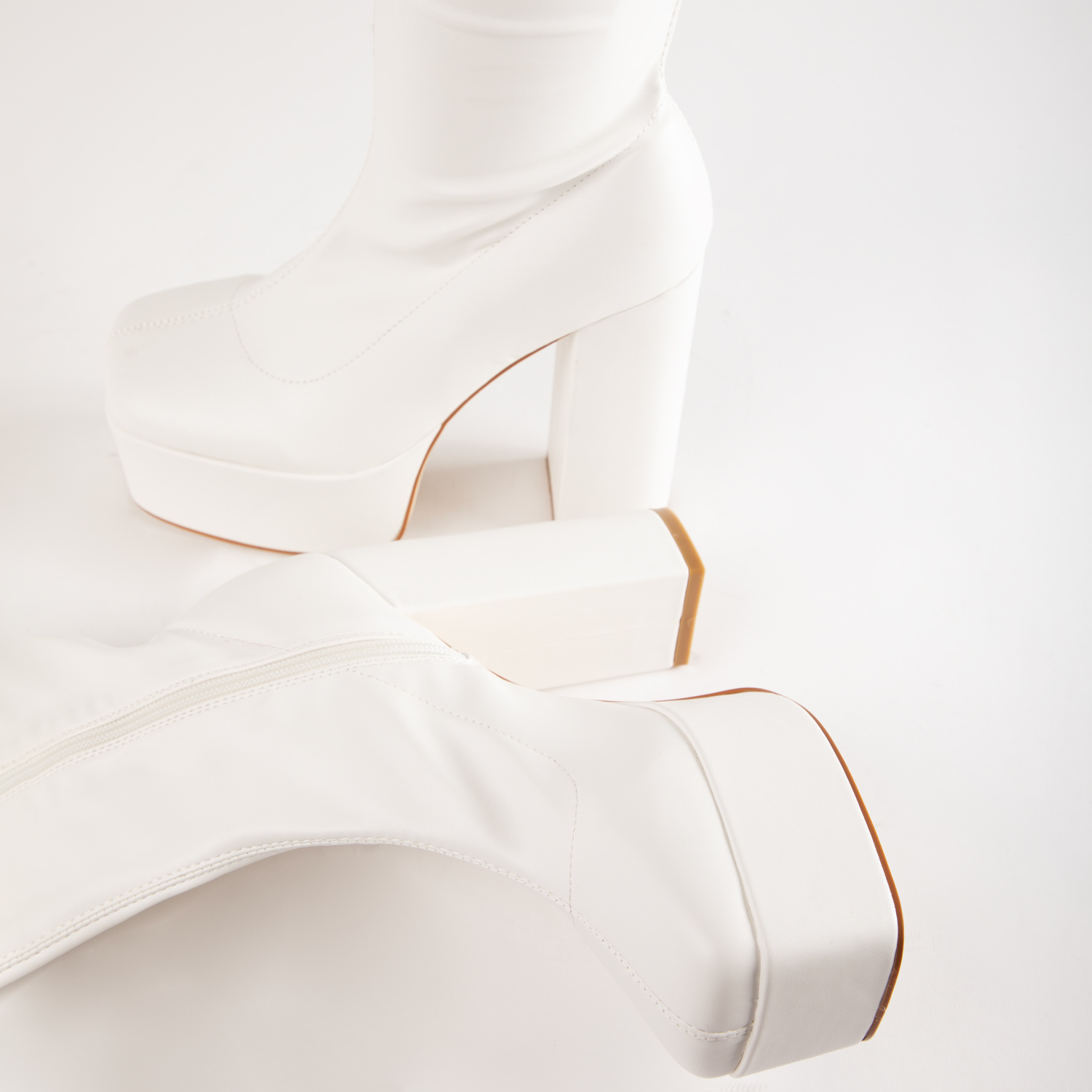 Image of Over The Knee Platform Boot In White Pu