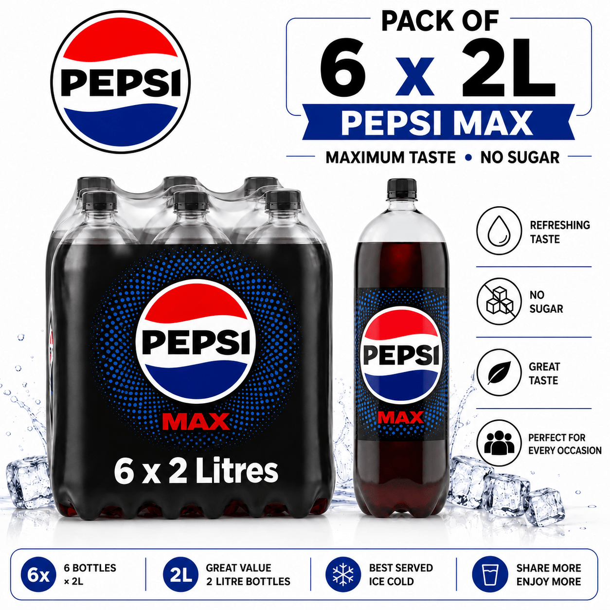 TEMU Max No Sugar Cola – Sparkling Soft Drink Bottles (6 X 2l)