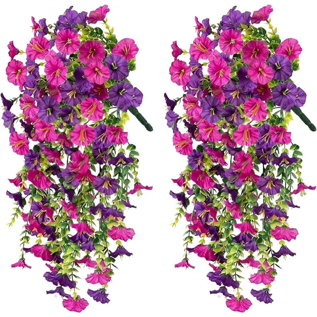 Image of Artificial Hanging Flowers, Purple-red Morning Glory, 45cm Plastic, Outdoor & Wedding Decoration, Lifelike & Weather-resistant