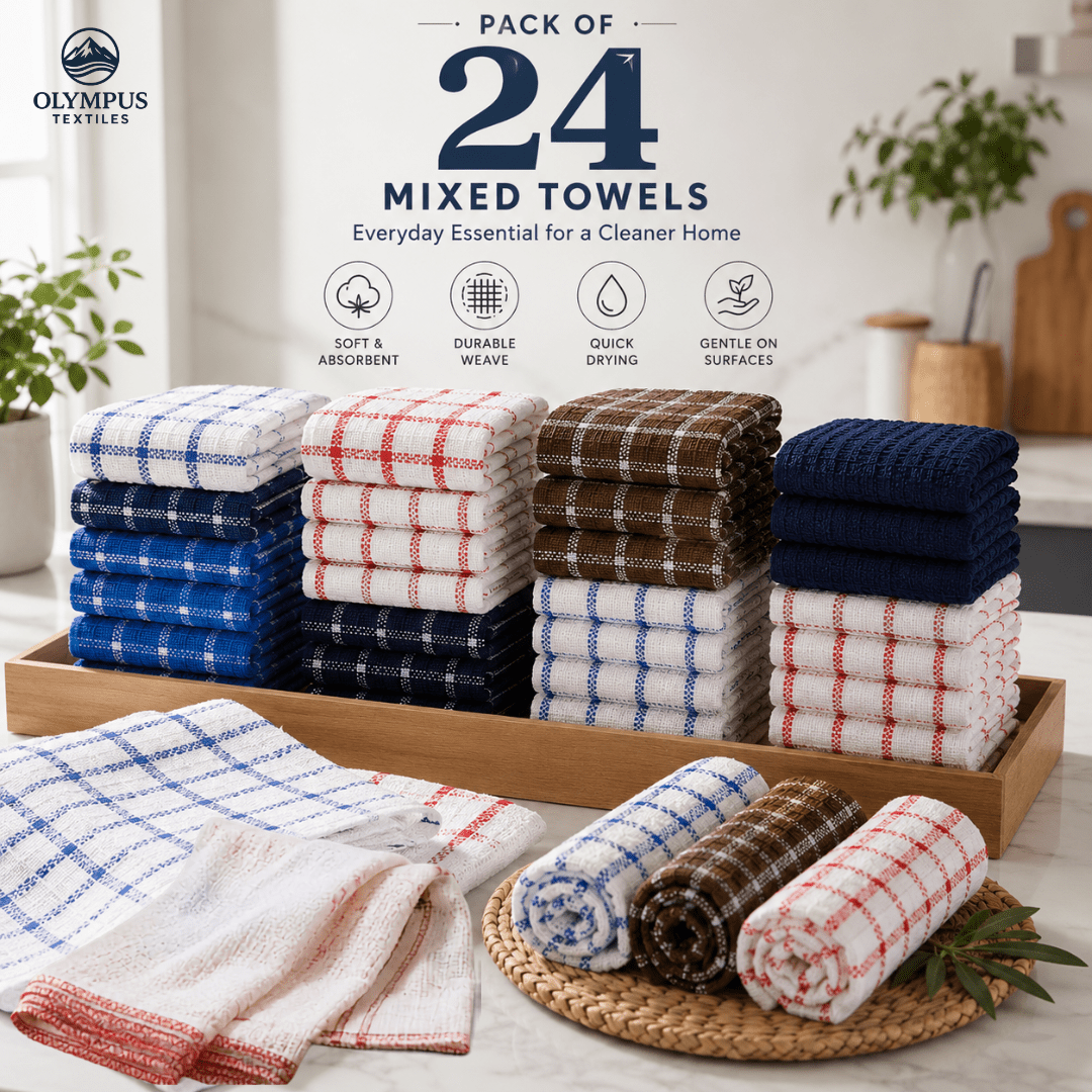 TEMU Textile | Pack Of 24 Random Color Cleaning Kitchen Towels - Household Cleaning Towels, Practical Reusable Cleaning Cloths