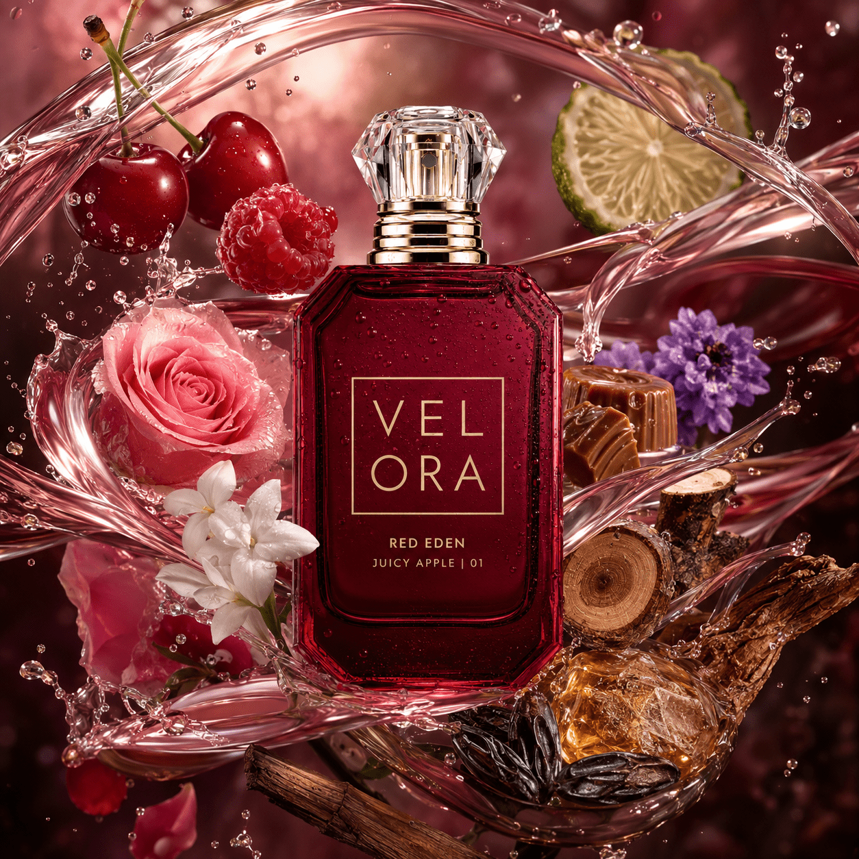 Velora Red Eden – Women's Eau De Parfume 30 Ml – Cherry, Raspberry, Rose, , And Benzoin Wood – Gourmand And Floral Fragrance