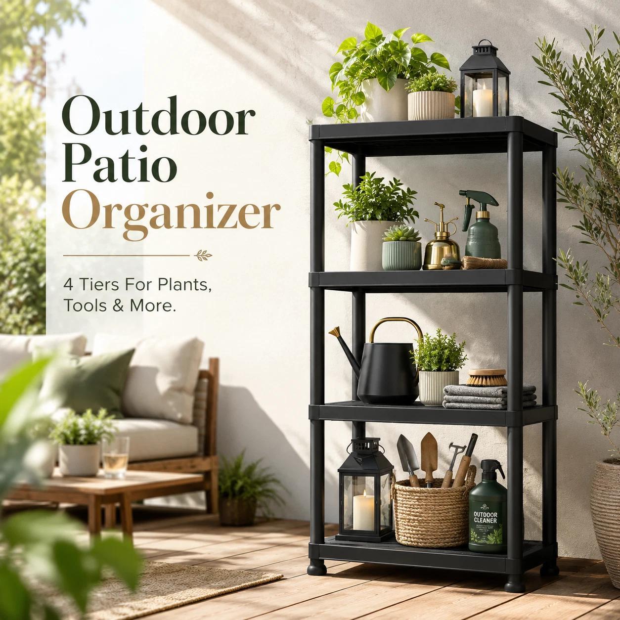 2 Pack 4-Tier Plastic Shelving Racks for Storage