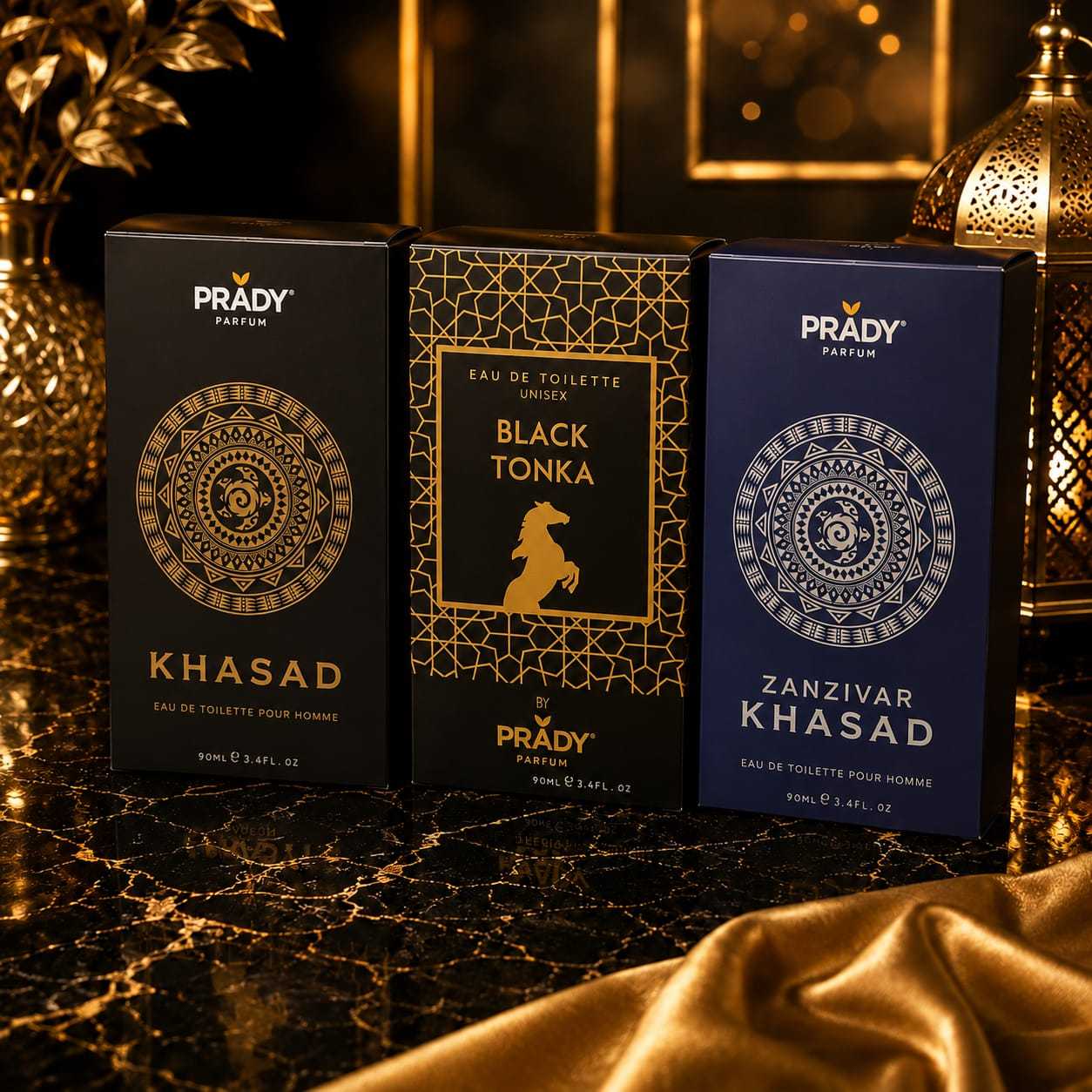 TEMU Pack de 3 Perfumes para Hombre y Unisex – Khasad, Black y Zanzivar Khasad – 90 ml