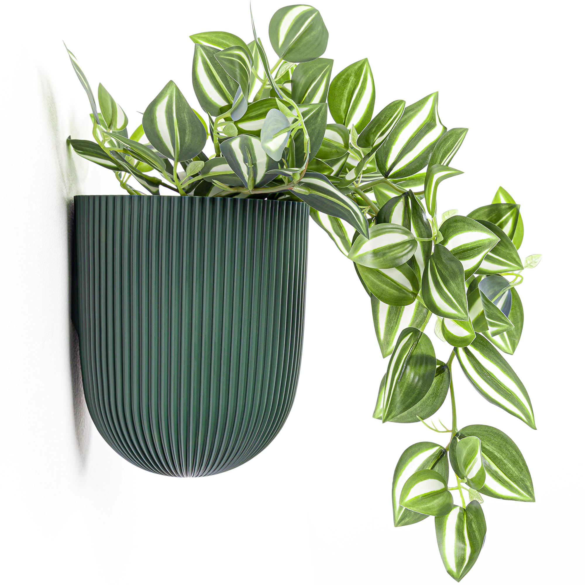 Flower Pot With Discreet Wall Mounting Ø 14.6 Cm - Matte, Ribbed Hanging Pot 2.1 L For Plants, Uv- & Frost-resistant, For Indoor & Outdoor Use.