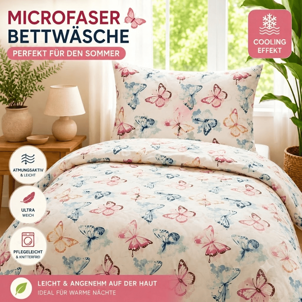 Image of Light Thin Summer Bedding 135x200 Microfiber Bed Sheet Set, 1x Bed Sheet + 1x Pillowcase 80x80 Cm, For Single Bed With Zipper German Size