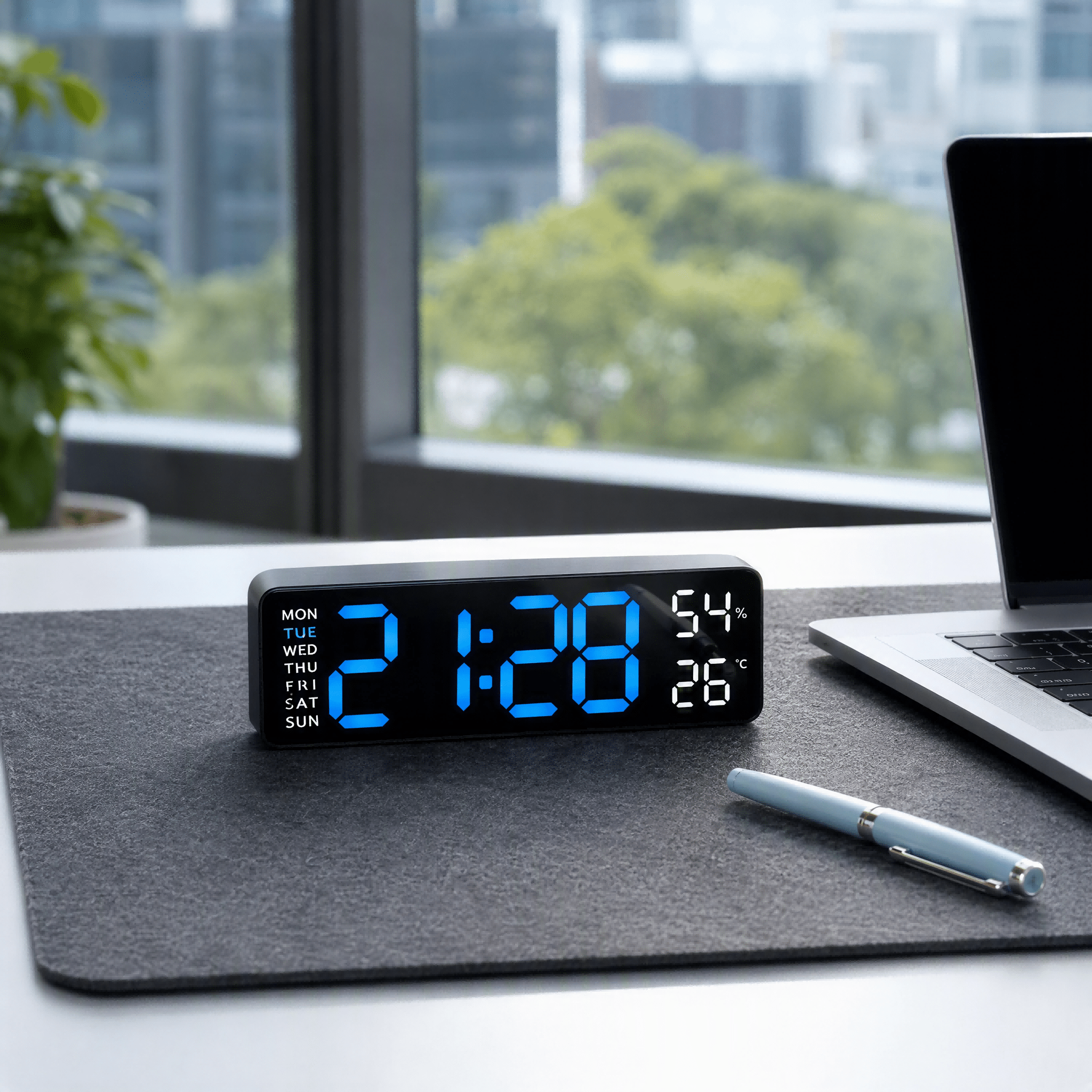 Image of Dimmable Digital Wall Clock With Night Light, Large Screen Displaying Date, Week Temperature, Supports Daylight Time, Home Decoration For Bedroom And Living Room (excluding Battery)