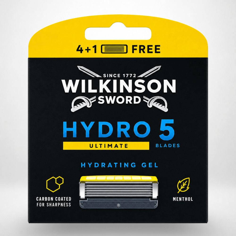 Hydro 5 - 5 Recharges For Men, 4+1 Format - Original 5-blade With Hydrating Gel And Shock Technology - Official And Authentic Wilkinson Product - New