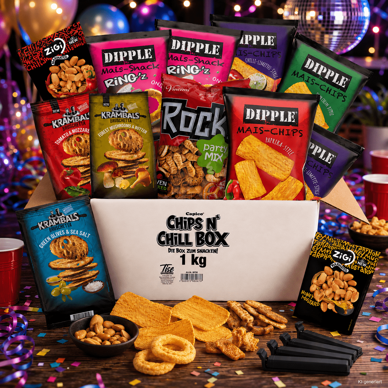 Chips N Chill Box - The Snack Box (1kg) Including 6 Bag Clips !!!items May Vary In Flavors!!!