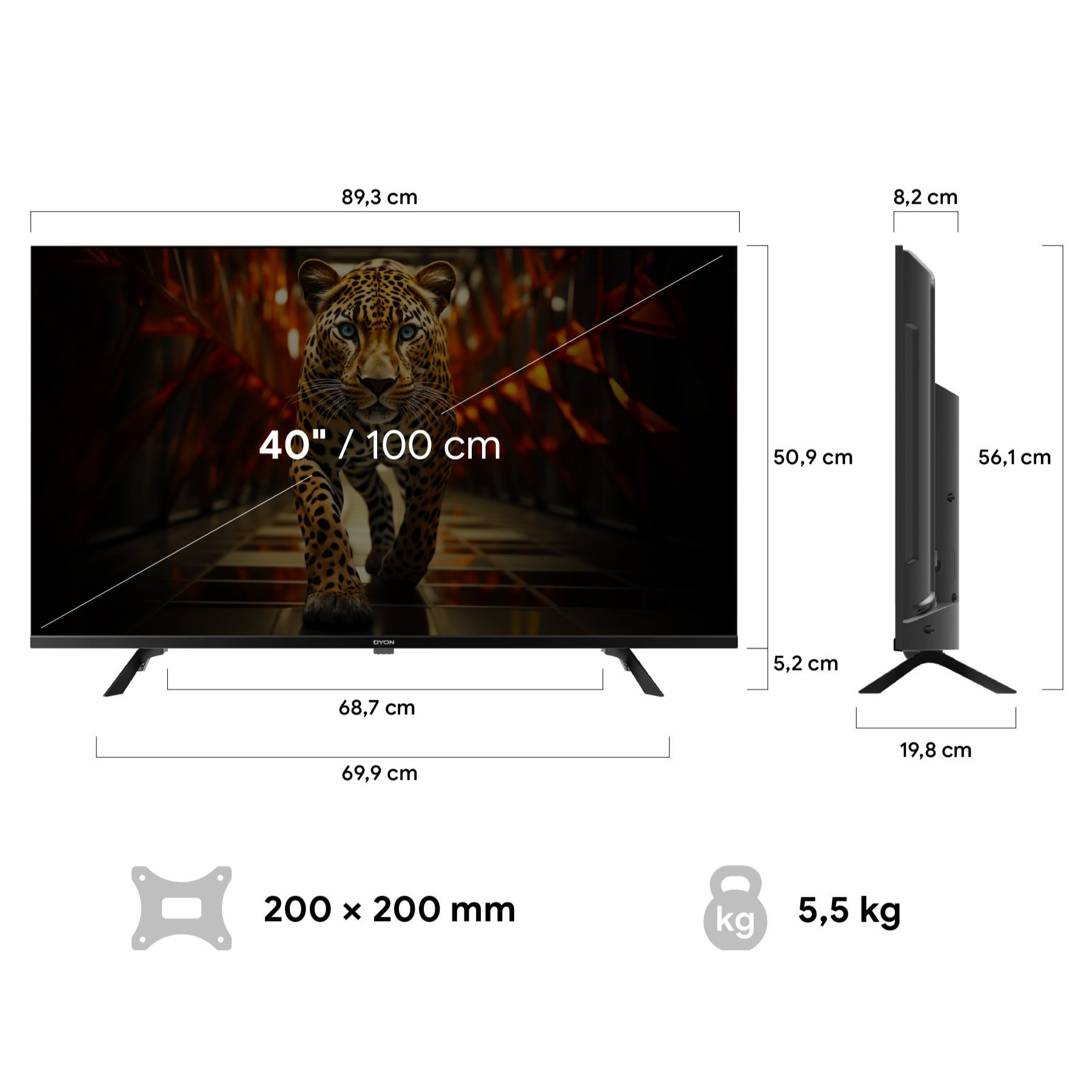 Dyon 40f-ti 40-inch Full Hd Smart Tv | Os, Smart , Gaming For Cloud Gaming, With Tv, Triple Tuner, Wi-fi, Bluetooth, Ideal For Guest Rooms
