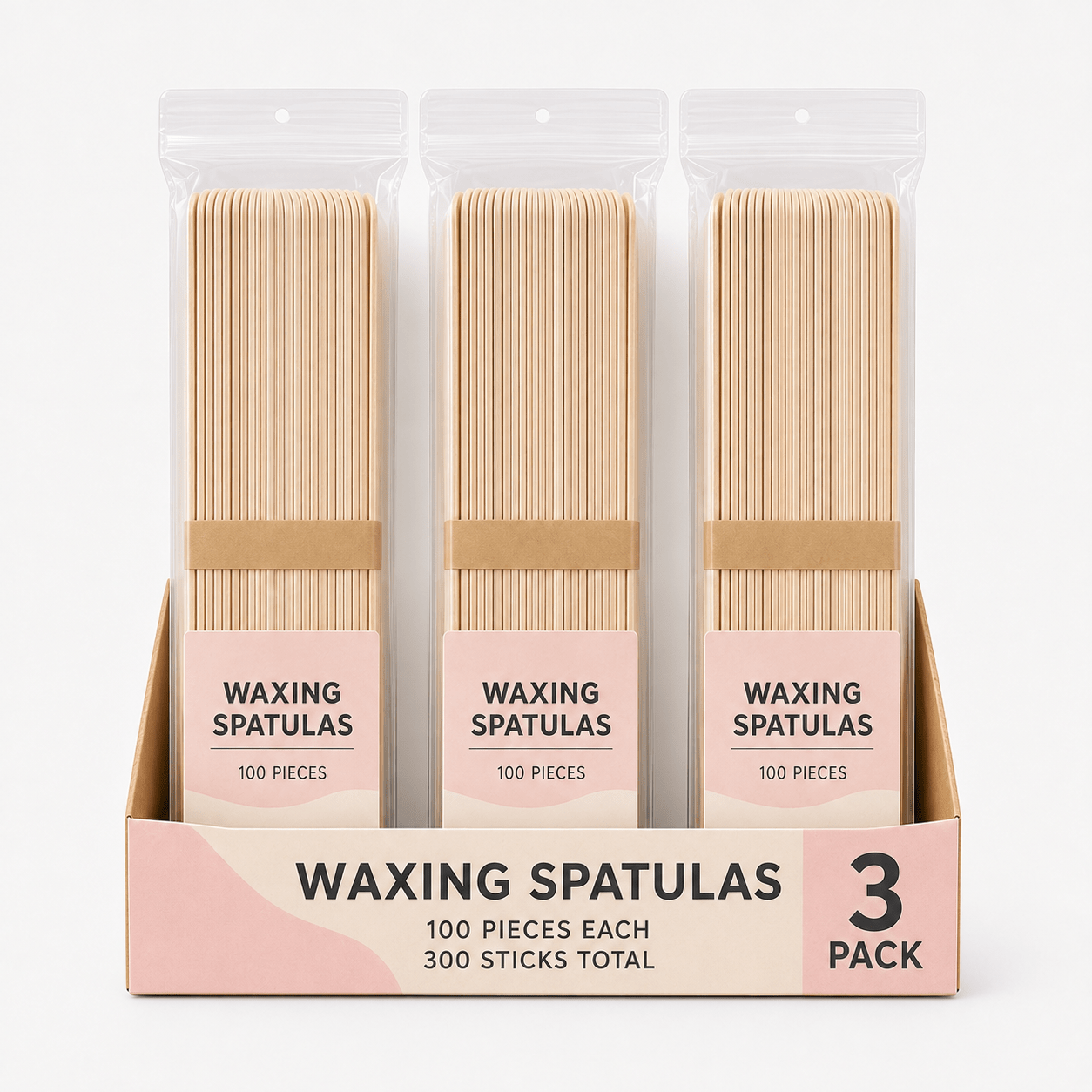 TEMU 3x 100pcs Waxing Sticks Spatulas – Wooden Wax Applicator Sticks For Hair Removal, Beauty Treatments, Salon And Home Waxing Use