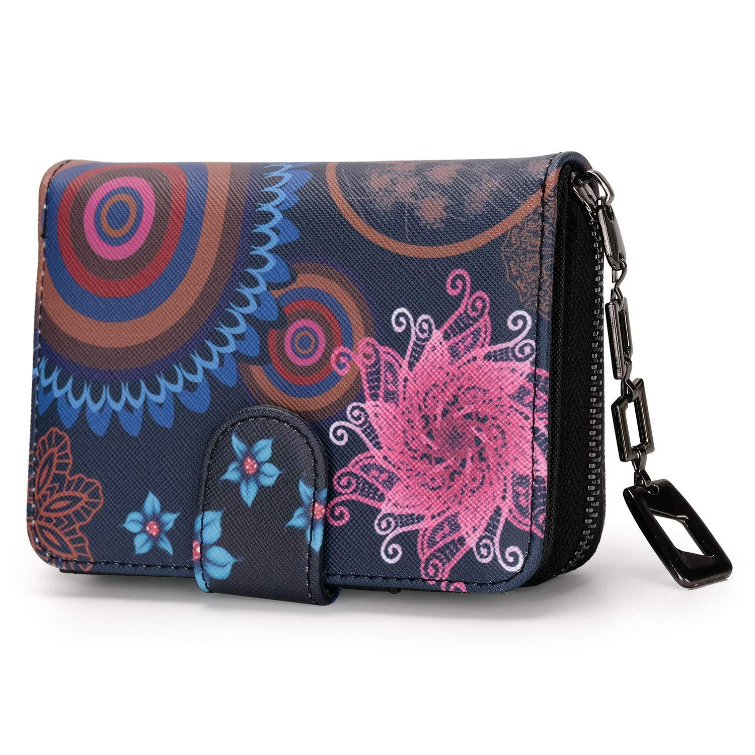 Image of Mofut Women's Wallet With A Floral And Pattern, With Zipper And Snap Button, Small Portable Wallet With Compartments, Ideal For Everyday Use And A Perfect Gift For Women