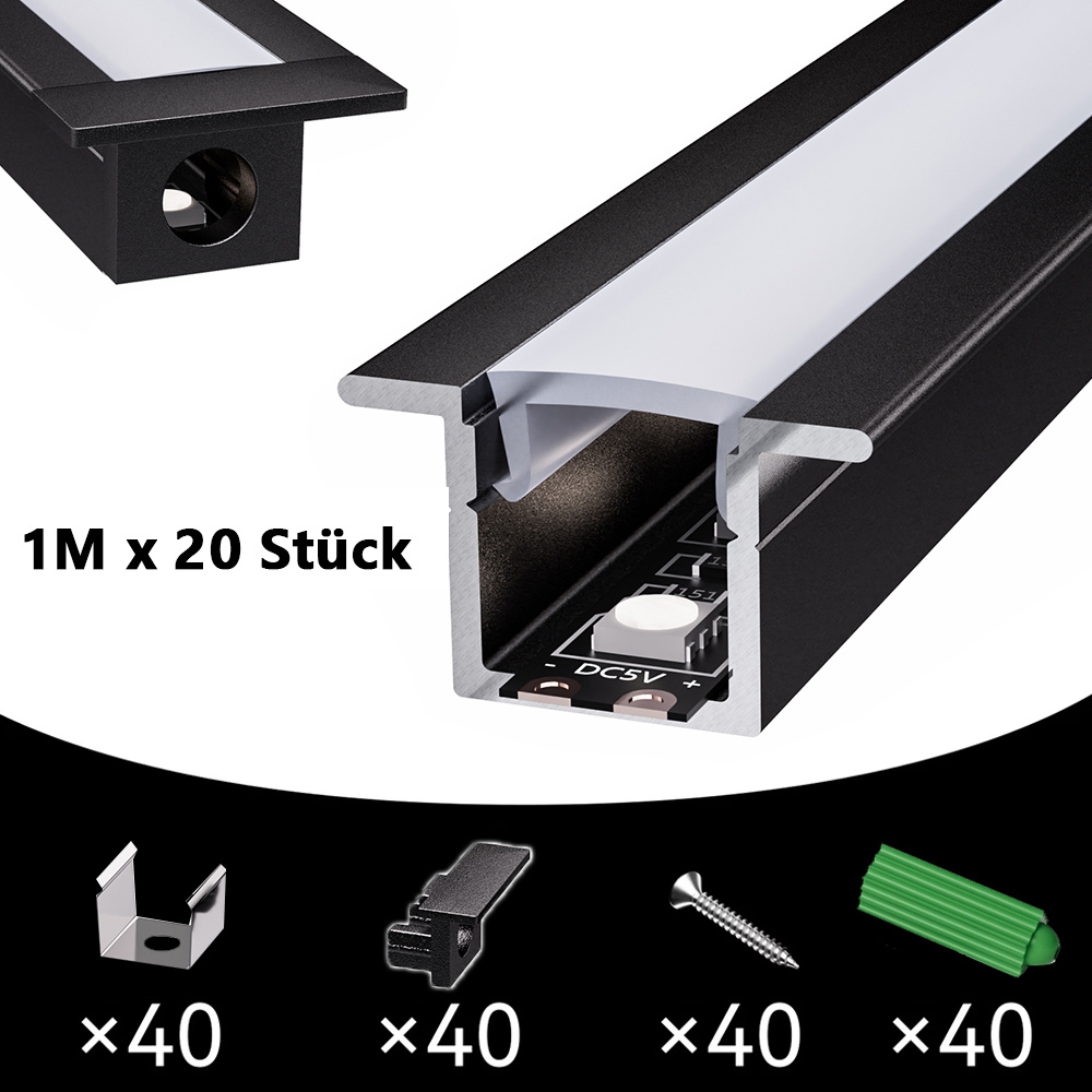 Led Aluminum Profile, Led Track , Led Contour Design, With Cover, 10/ X 1 Meter Long Profile Piece, For Led Strips