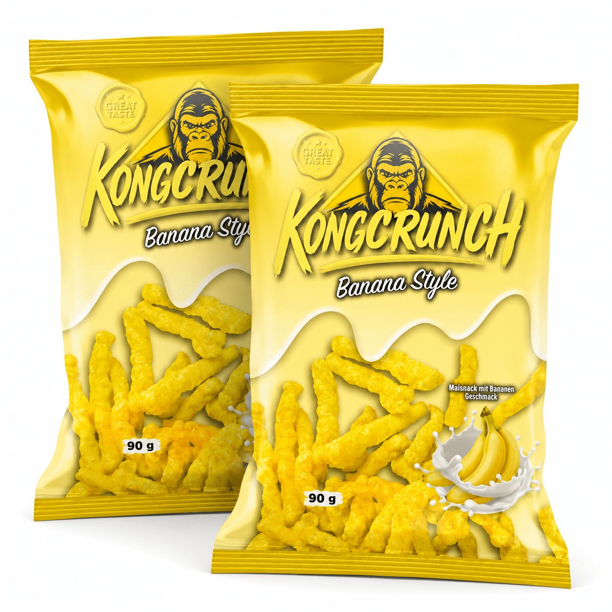 Image of Kongcrunch Banana Style 2 X 90 G – Banana-flavored Potato Chips – 180 G Double Pack