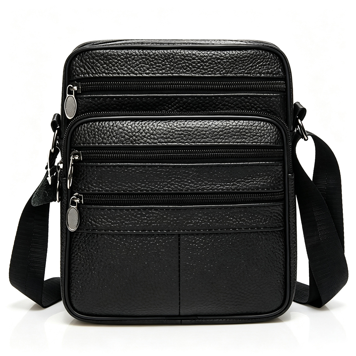 Image of Men's Vertical Crossbody Bag, Multi-compartment Zippered Shoulder Bag, Adjustable Shoulder Strap, Business Commuter Bag, Everyday Travel Phone Bag, Casual Small Crossbody Bag.