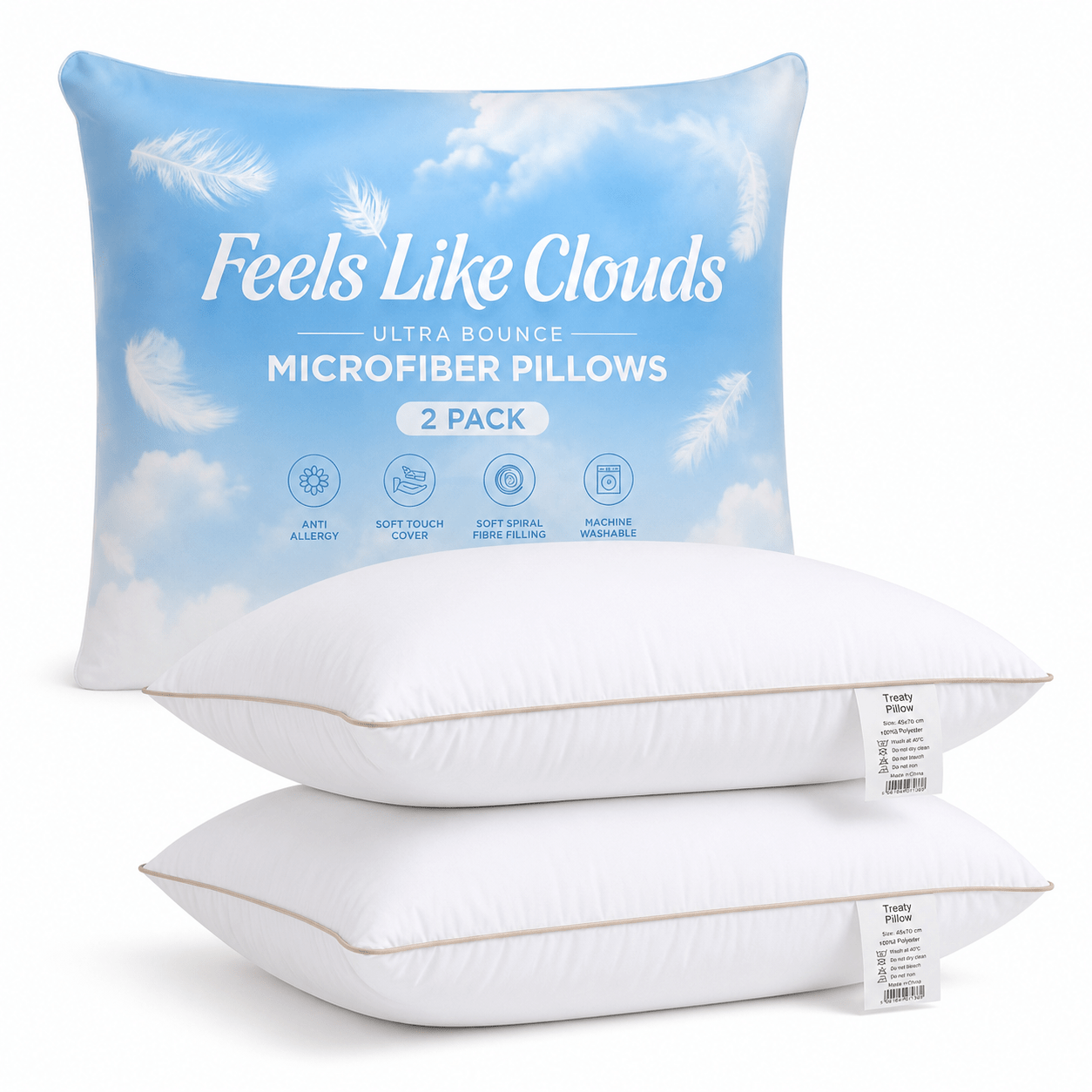 TEMU Deep Sleep Pillows 2 Pack Hotel Quality, Super Soft Pillows 2 Pack Pillows |hotel Pillows Luxury 2 Pack, Machine Washable Bed Pillows 2 Pack