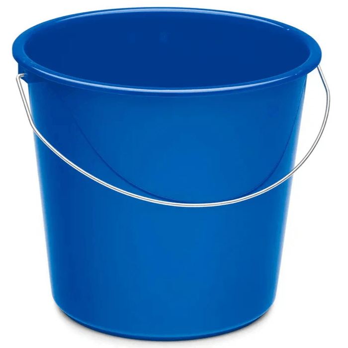 Image of Household Bucket Made Of Plastic, Round, 10 , With Metal Handle And Measuring Scale, Blue, Universal Bucket
