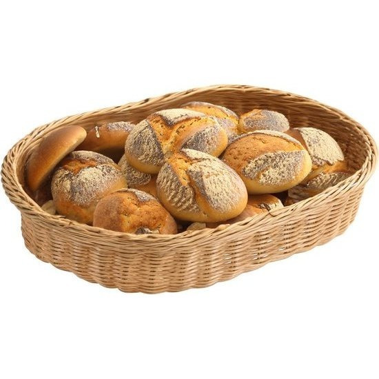Kesper /fruit mand - gevlochten kunststof - naturel - ovaal - L40 x B30 x H8 cm - broodmandjes - serveermandjes - fruitmanden