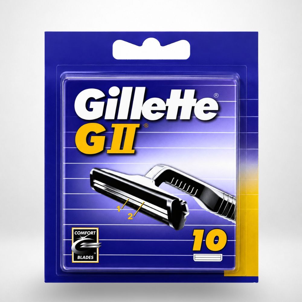 TEMU Gillette Gii " / G2" - 10 Original Recharges For Men - Fixed 2-blade Bilame System - Compatible With Gillette Gii Handles - Official Authentic