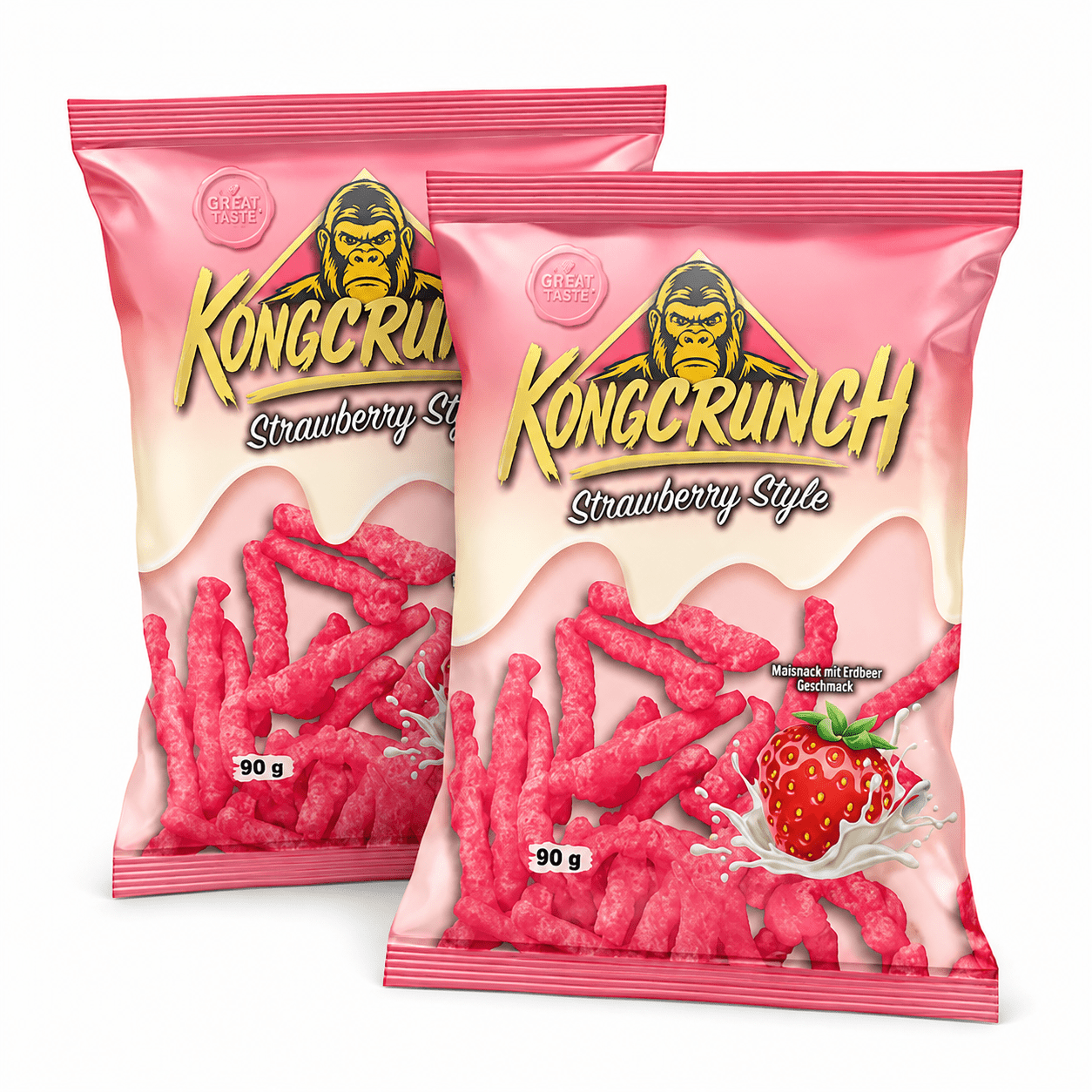 Image of Kongcrunch Strawberry Style 2 X 90 G - Potato Chips With Strawberry Flavor - 180 G Double Pack