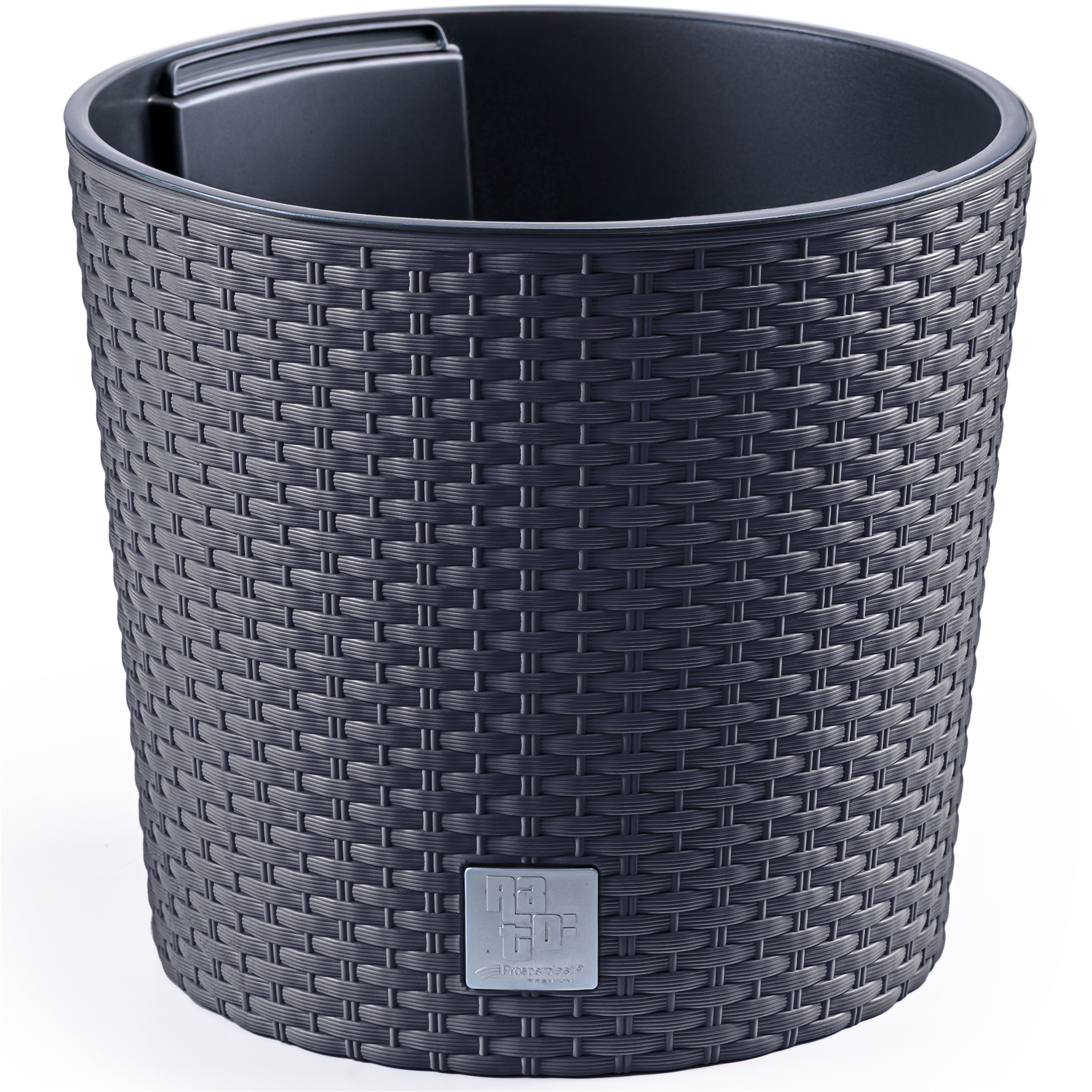 Image of Flower Pot 30 Cm Diameter With Insert – 15 L Planter With Drainage System, 27 Cm High Saucer In Rattan Look, Uv & Weather Resistant, For Indoor, Balcony, Terrace & Garden