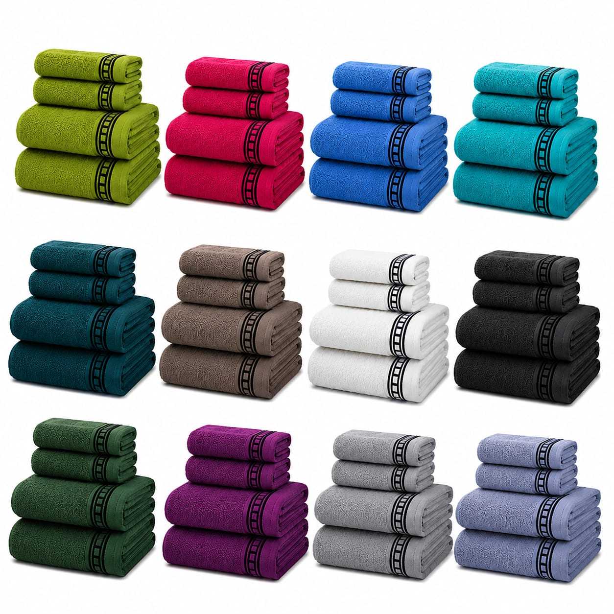 TEMU Juego de Toallas de Algodón 4 Piezas – 2 Toallas de Manos 50x100 y 2 Toallas de Tocador 30x50, y Absorbente, Color Liso Teñido, Baño Hogar y