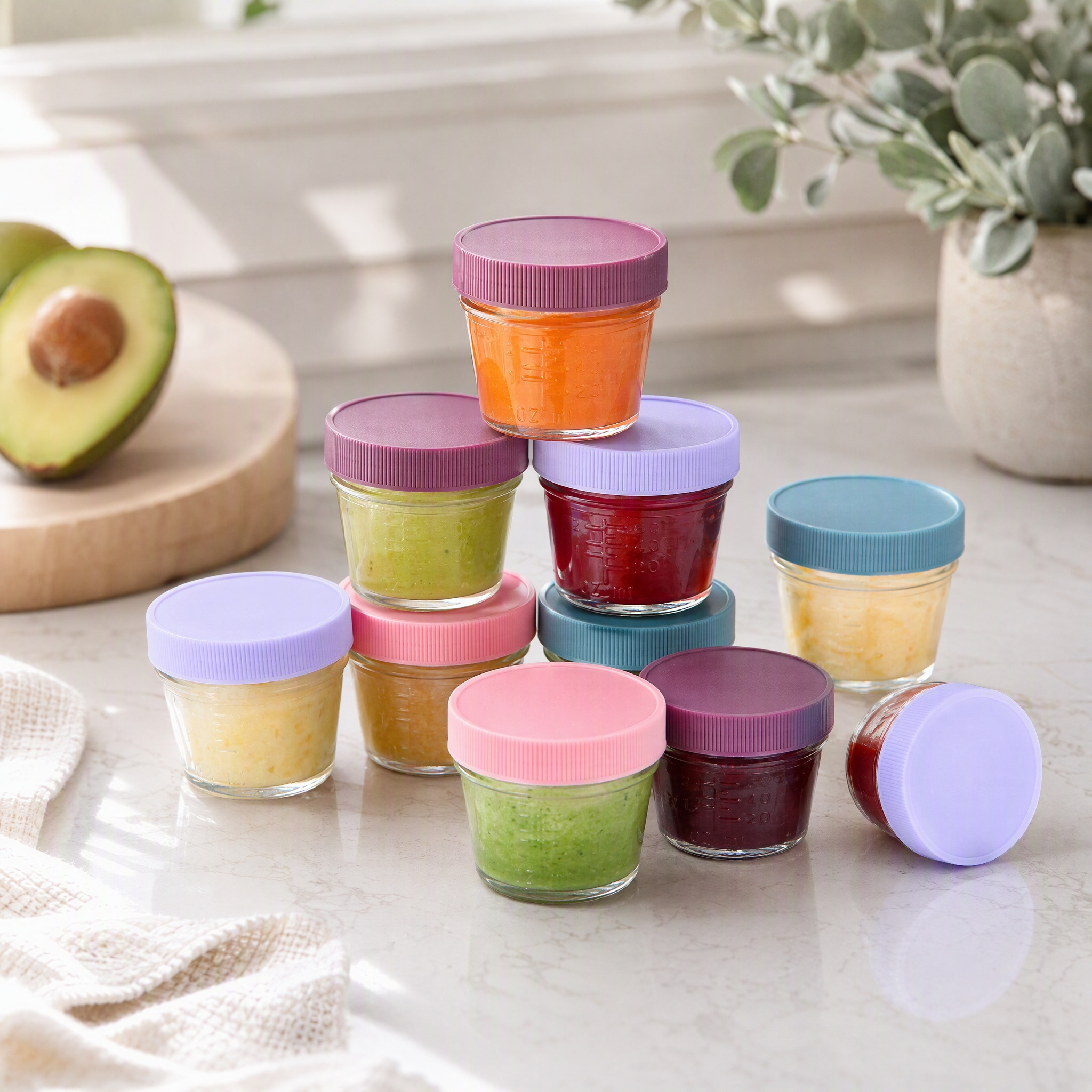 Image of 12 Mini Jars With Lid Design, Durable, Outdoor Safe, Food Grade Leak Proof, Reusable Storage Container Suitable For Cream Yogurt, Ice Cream, Fruit Cups, Snacks, , And Sauces