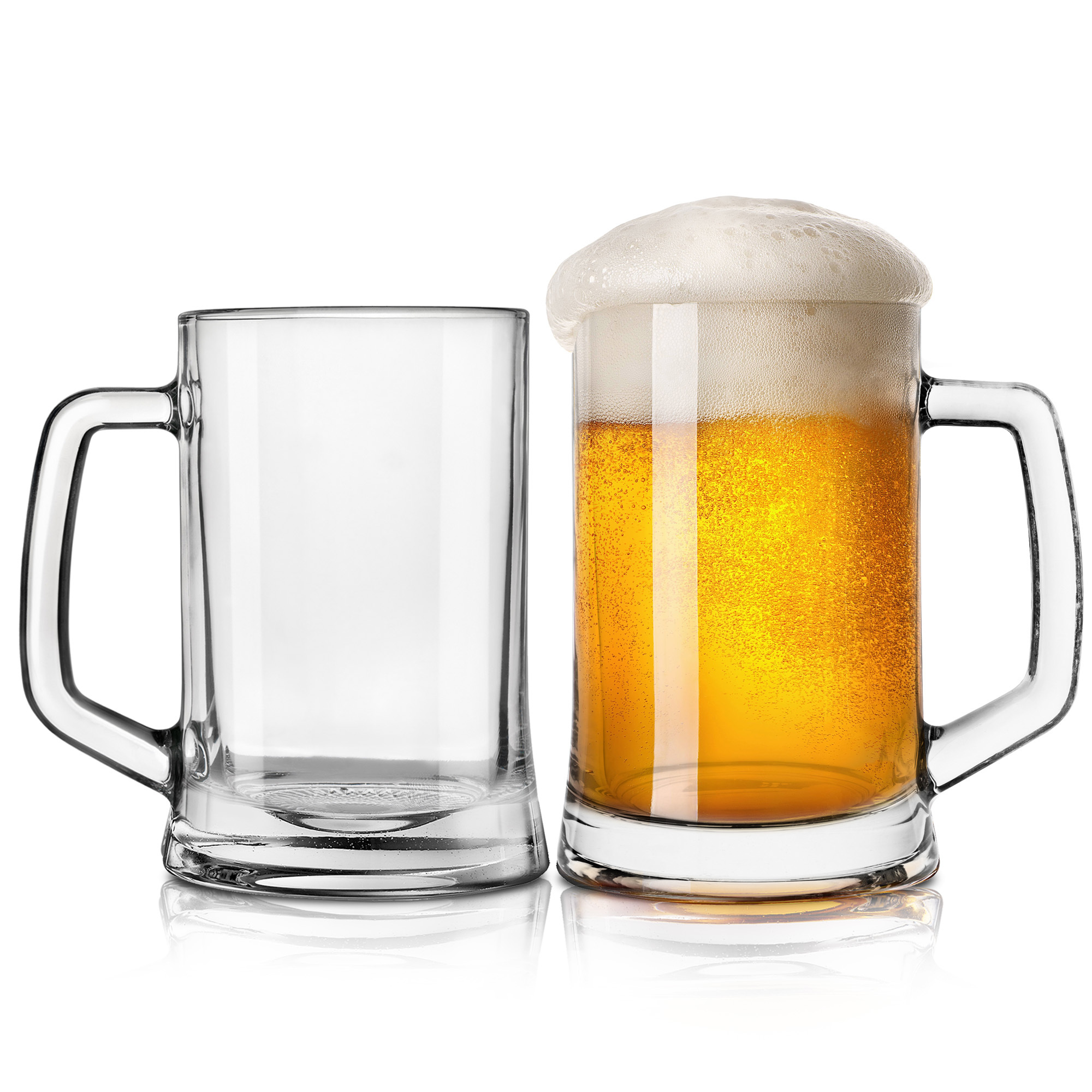 Image of Glass Beer Mug Set Of 0.5-liter Mugs With Handles, 2/4/6-piece, Perfect For Home, Restaurants, And Beer Gardens, Dishwasher Safe