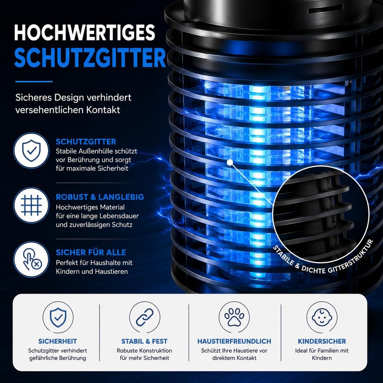 tk elektrischer insektenvernichter mit uv-lampe – fliegenfalle & mückenlampe für moskitoschutz und effektive insektenabwehr