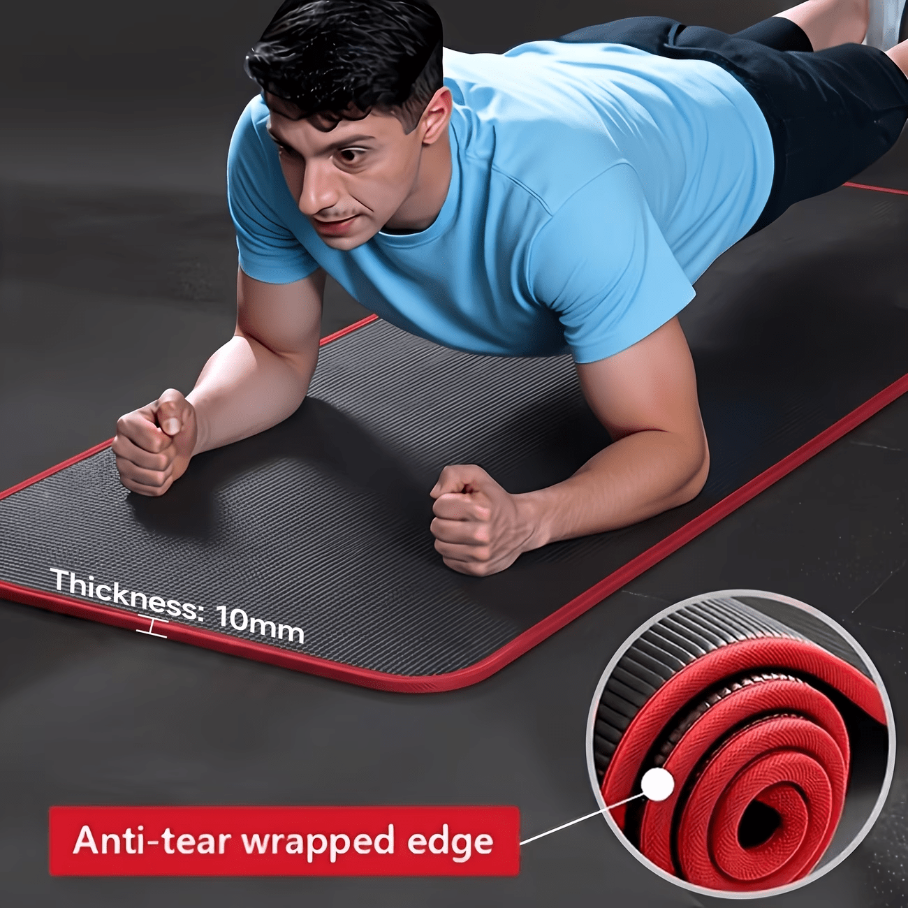 Image of Local Warehouse, 183*60*1cm Gymnastics Yoga Mat, Gym Mat For Home With Carry Strap, Training Mat, Thick 10mm And Sports Mat, Fitness Mat, Yoga Mat, Pilates Mat For