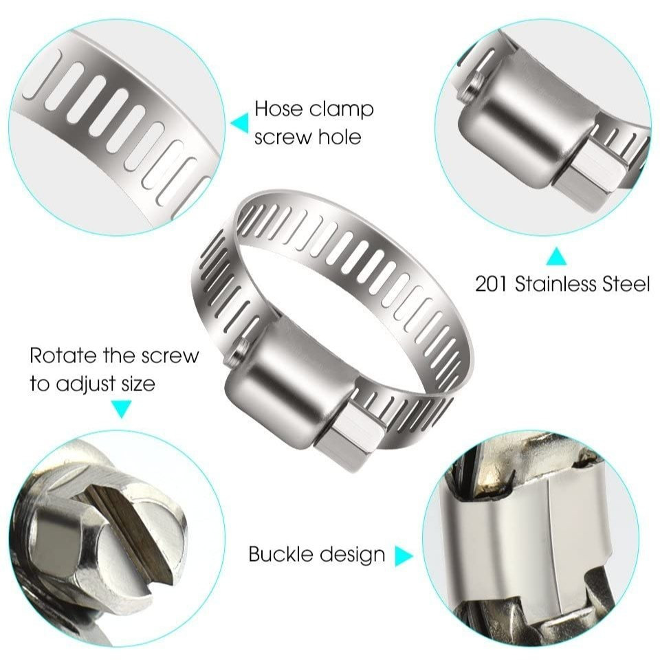 12pc Stainless Steel Adjustable Hose Clips Set