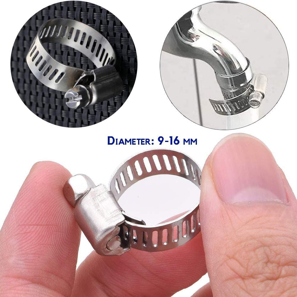 12pc Stainless Steel Adjustable Hose Clips Set