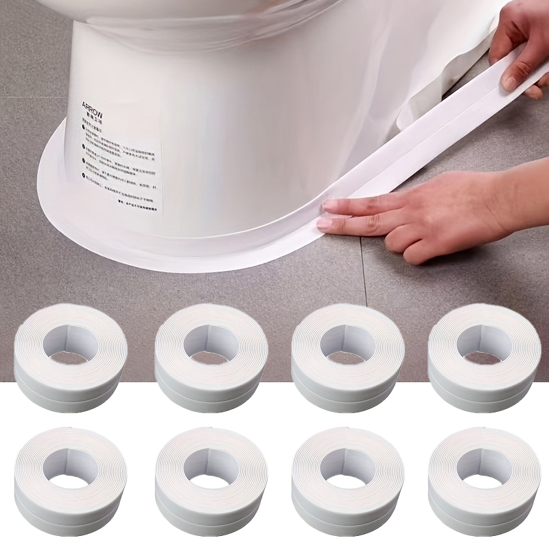 TEMU 8pcs Heavy Duty Self-adhesive Bath And Toilet Sealing Tape - Waterproof Edge Protector For Bathroom, Shower, Sink, Floor And Wall Seals -