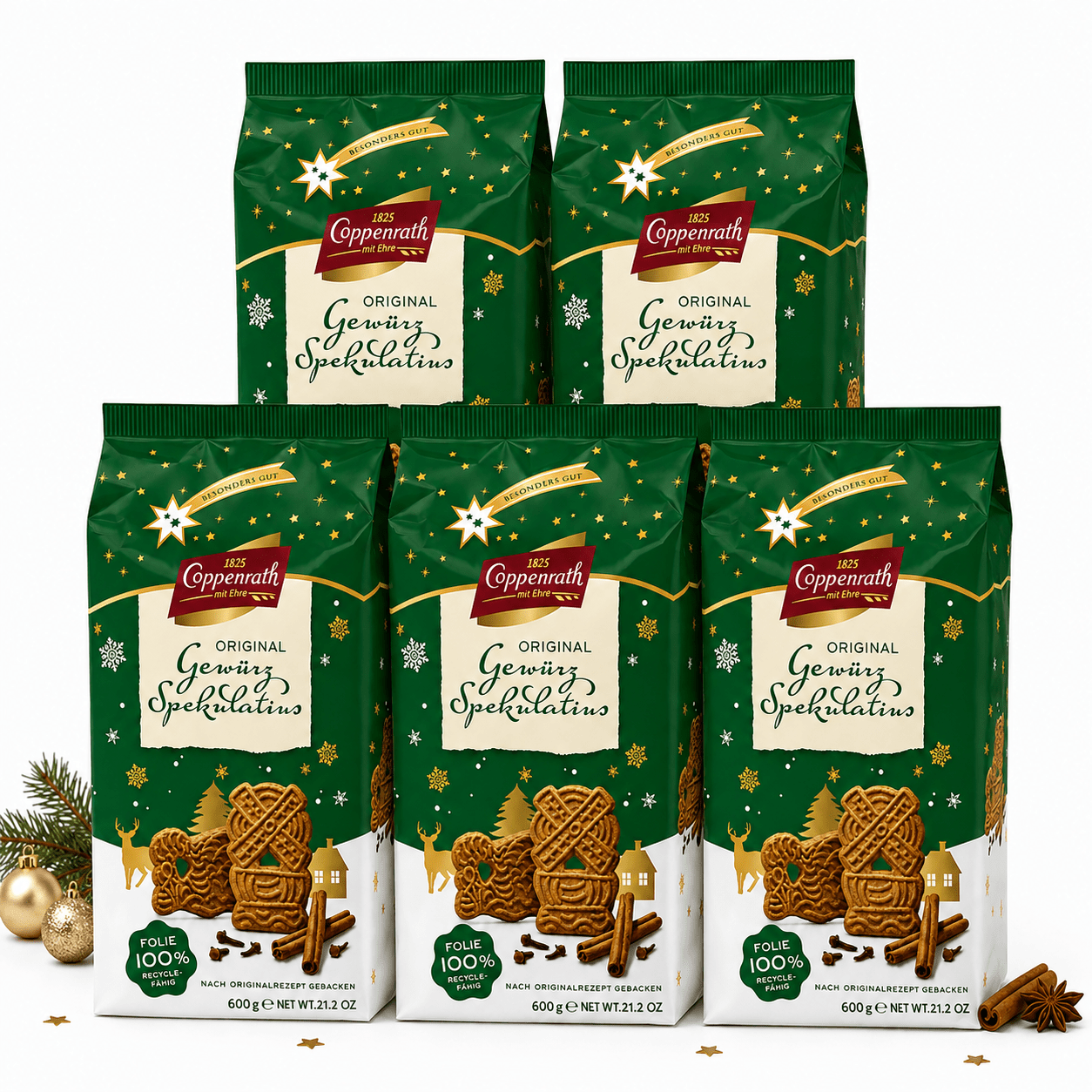 Image of Coppenrath Spiced Speculoos 600g (5-pack) | Classic Spicy Christmas Cookie