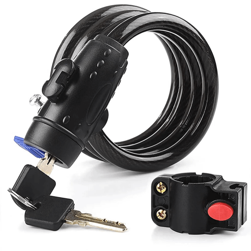 TEMU Candado de Bicicleta con Cable 12x1200 mm, Cerradura con Llave, Cable de Acero Antirrobo con Soporte de Fijación, para Bicicleta MTB, ,