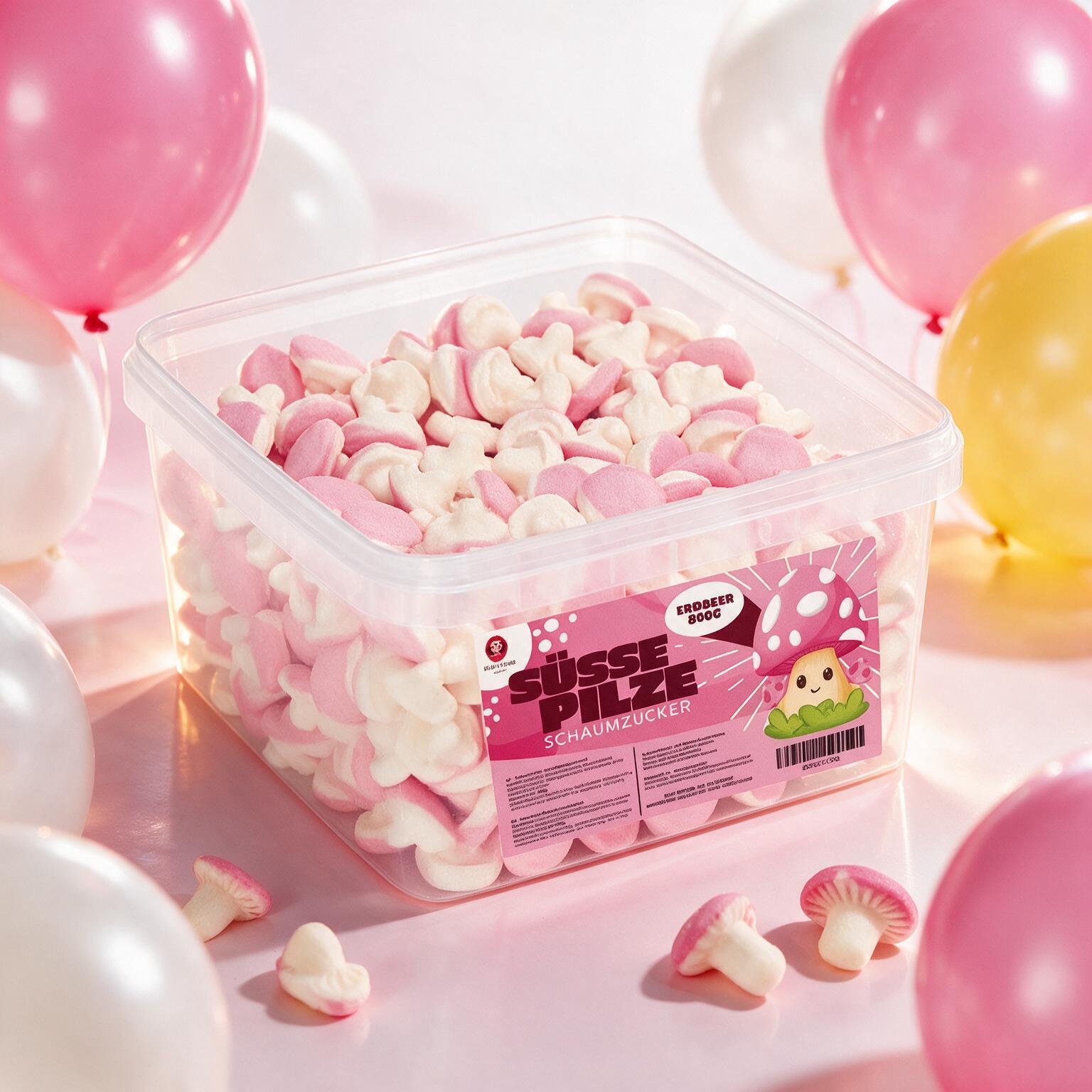 Pere’s Candy - Foam Sugar Sweet Strawberry Mushrooms 800g