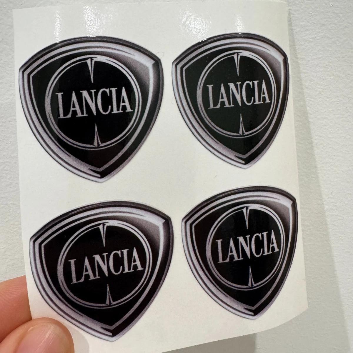 TEMU Lancia Black Adhesive Stickers For Wheels, 4pcs, 46mm, With Lancia Logo