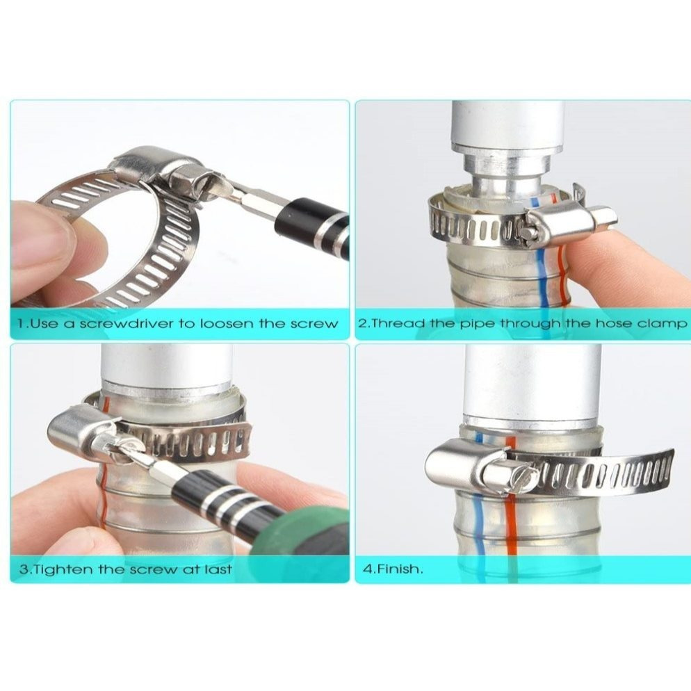 12pc Stainless Steel Adjustable Hose Clips Set