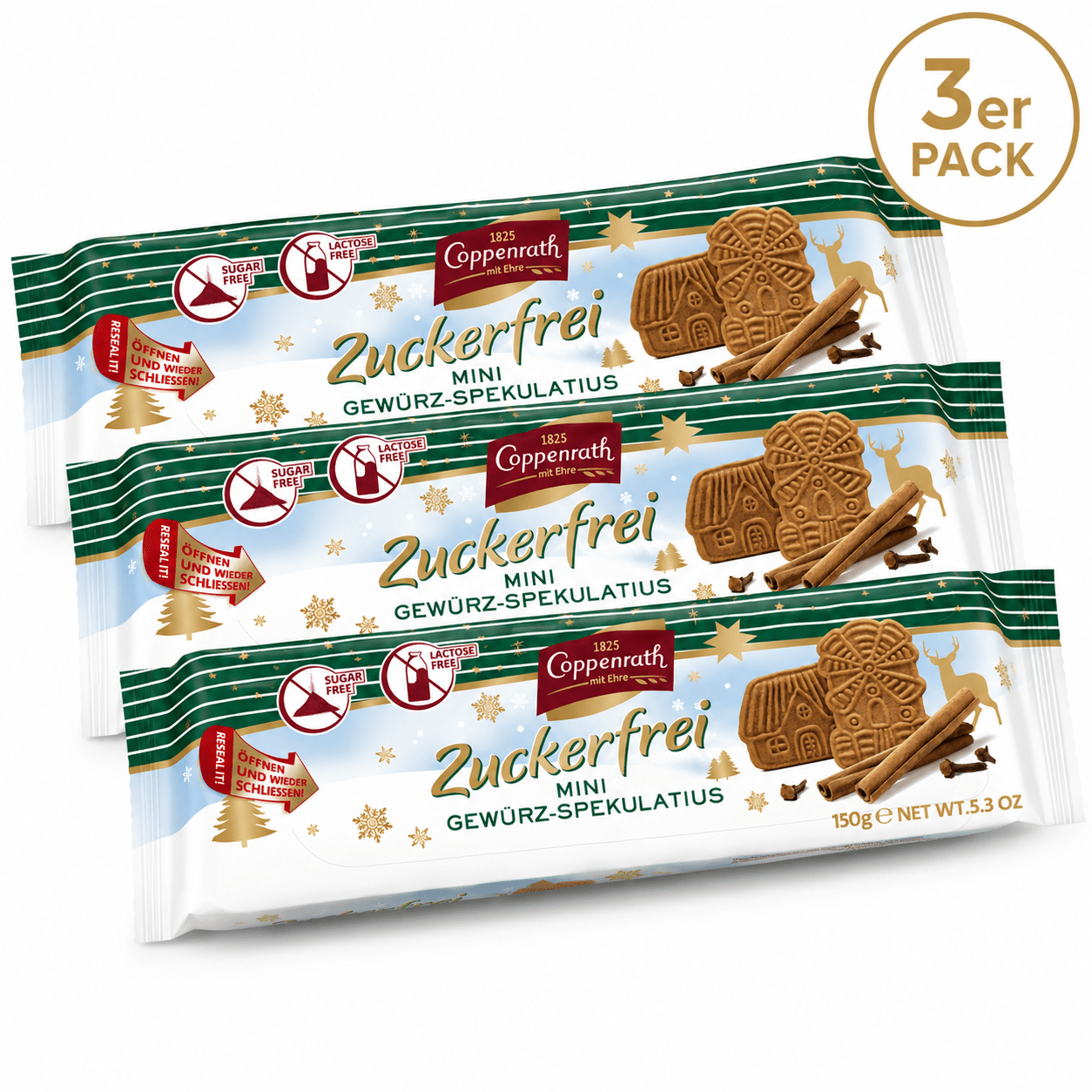 Image of Coppenrath Mini Speculoos Spice 150g | Lactose-free, Sugar-free, Halal (3-pack)